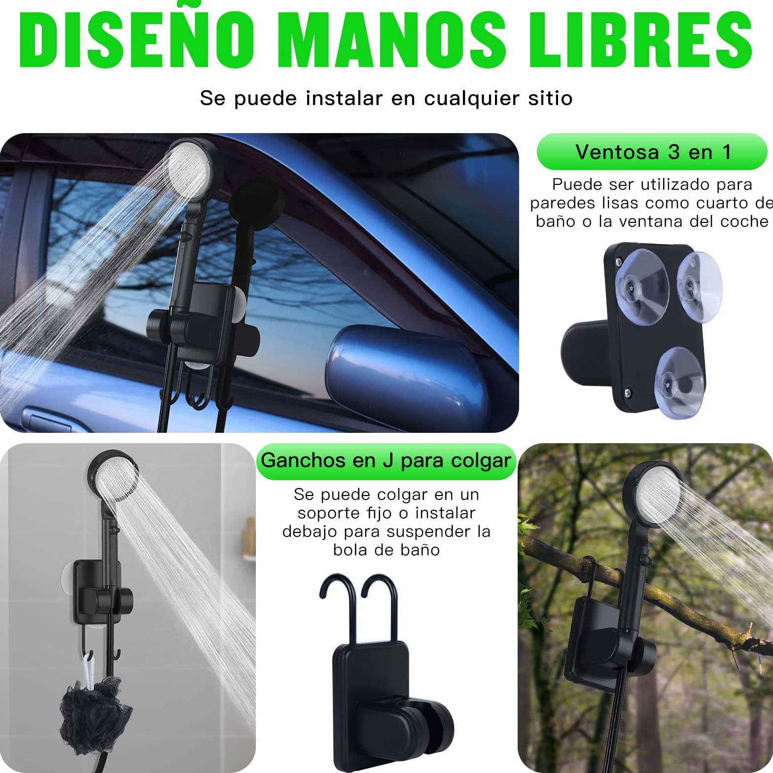 Spopal Ducha Portatil Camping 10000mAh Recargable con Cubo Plegable, Modo Doble Velocidad