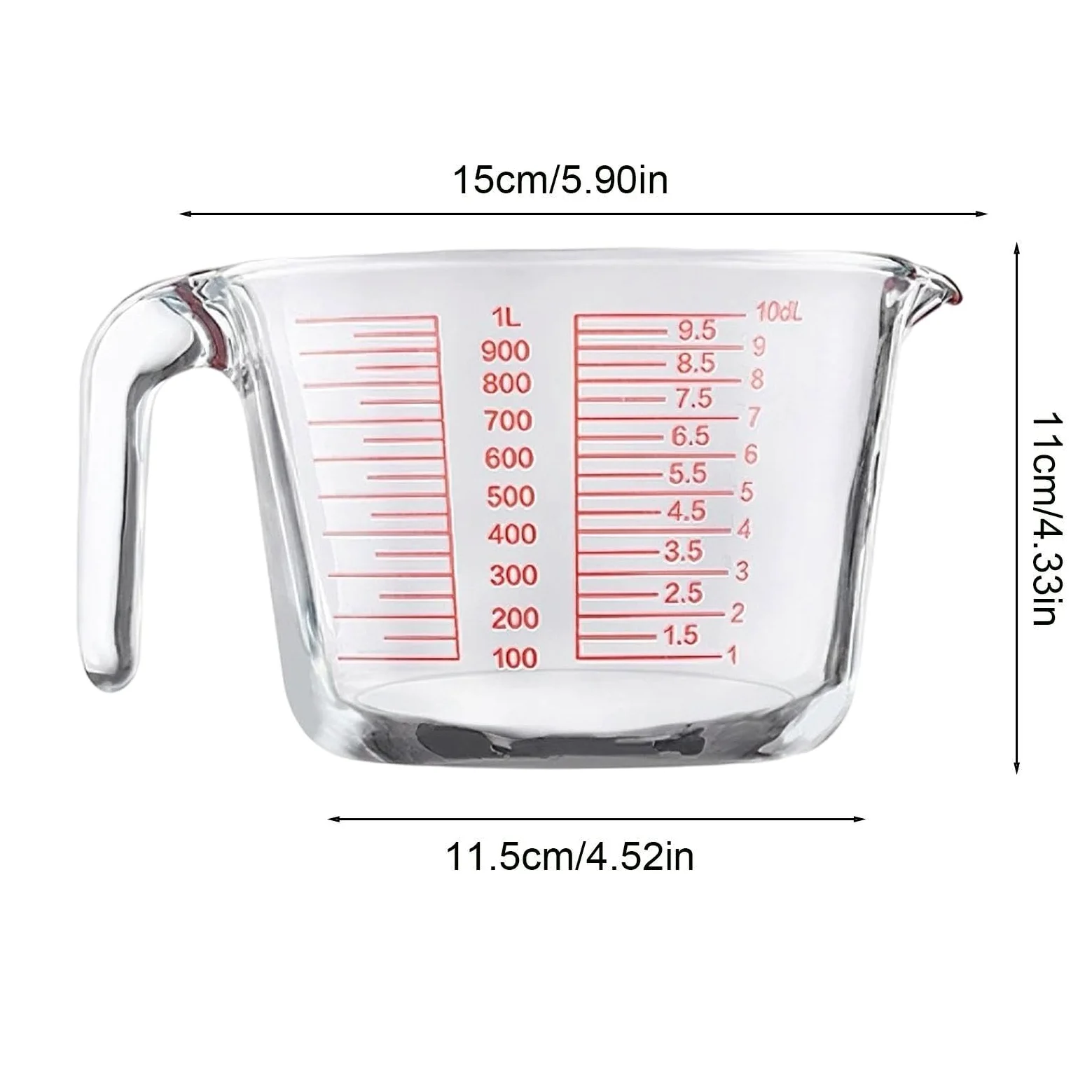 Vasos Medidores De Vidrio Recipiente de Medición Portátil Transparente y | Recipiente Medidor De Vidrio Para Preparación Comidas Cocinar Hornear Cocina Hogar Y Casa Y Interior Alimentos