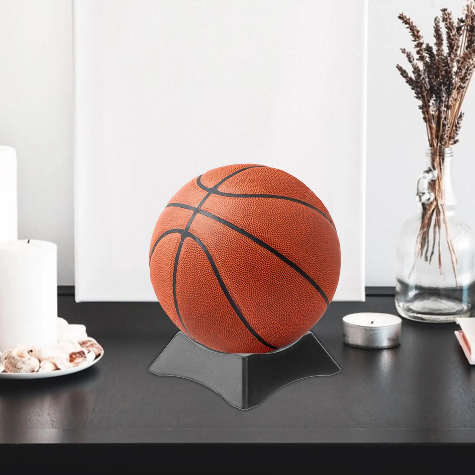 Porta Balones de Plástico Negro 9 Piezas para Exhibición y Almacenamiento de Balones de Fútbol y Baloncesto