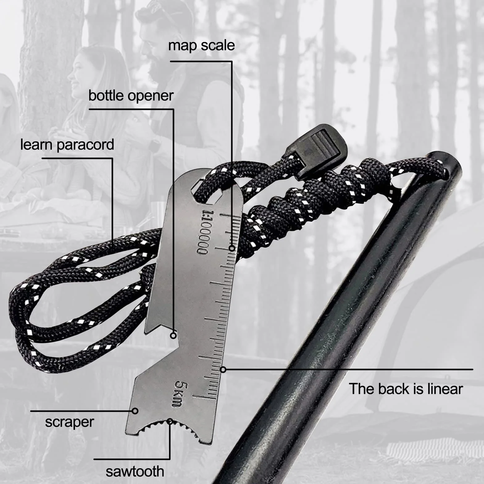 Newaner Arrancador de Fuego de Acero con Paracord, Raspador y Sacacorchos para Camping
