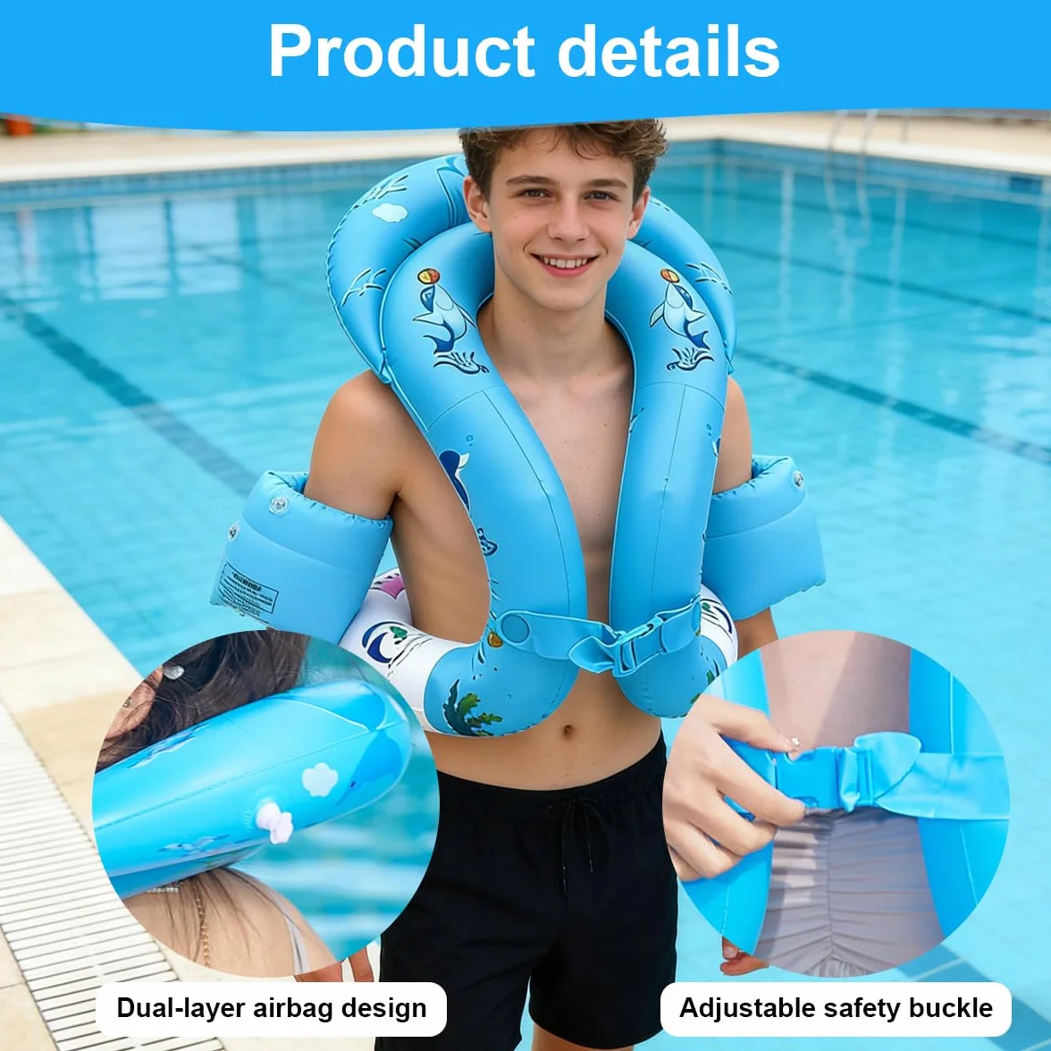 Chaleco de Natación, Chaleco de flotabilidad, Chaleco Flotador, Equipado con una Hebilla de Seguridad Ajustable, para la natación recreativa o Playas