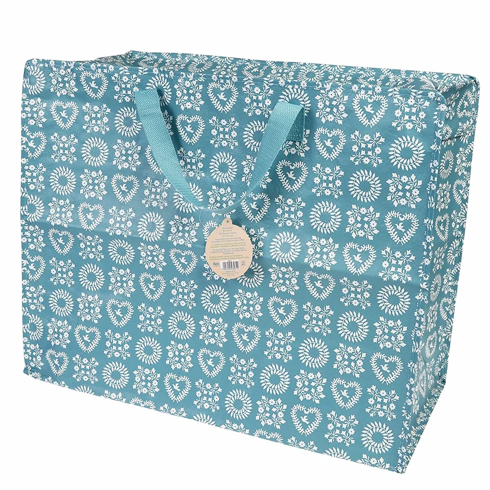 Bolsa de almacenamiento grande con cremallera, resistente y duradera, 55 x 48 x 28 cm, 70 l, diseño a elegir (azul amistad)