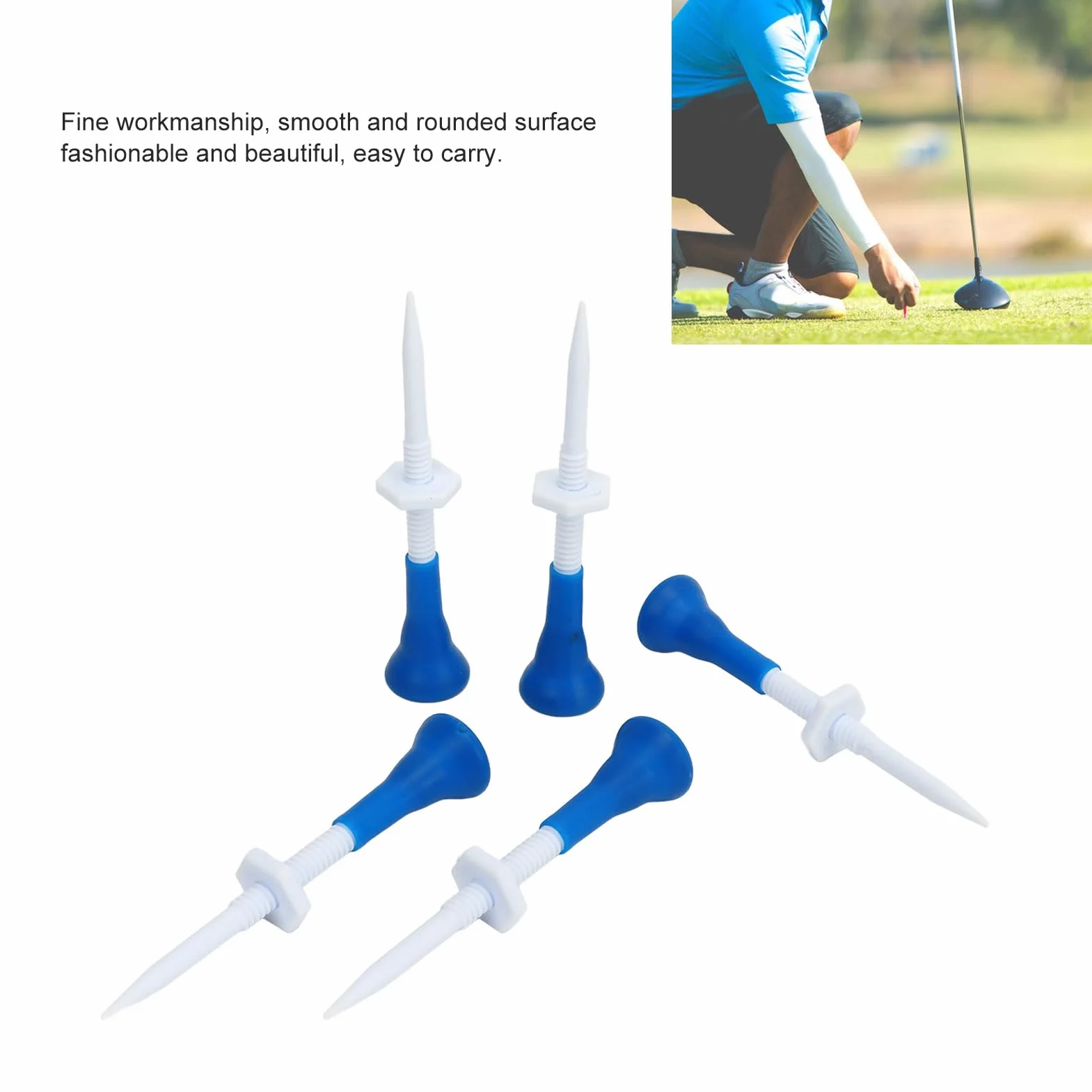 Tees de Golf de Plástico Ajustables en Altura, 5 Piezas para Prácticas