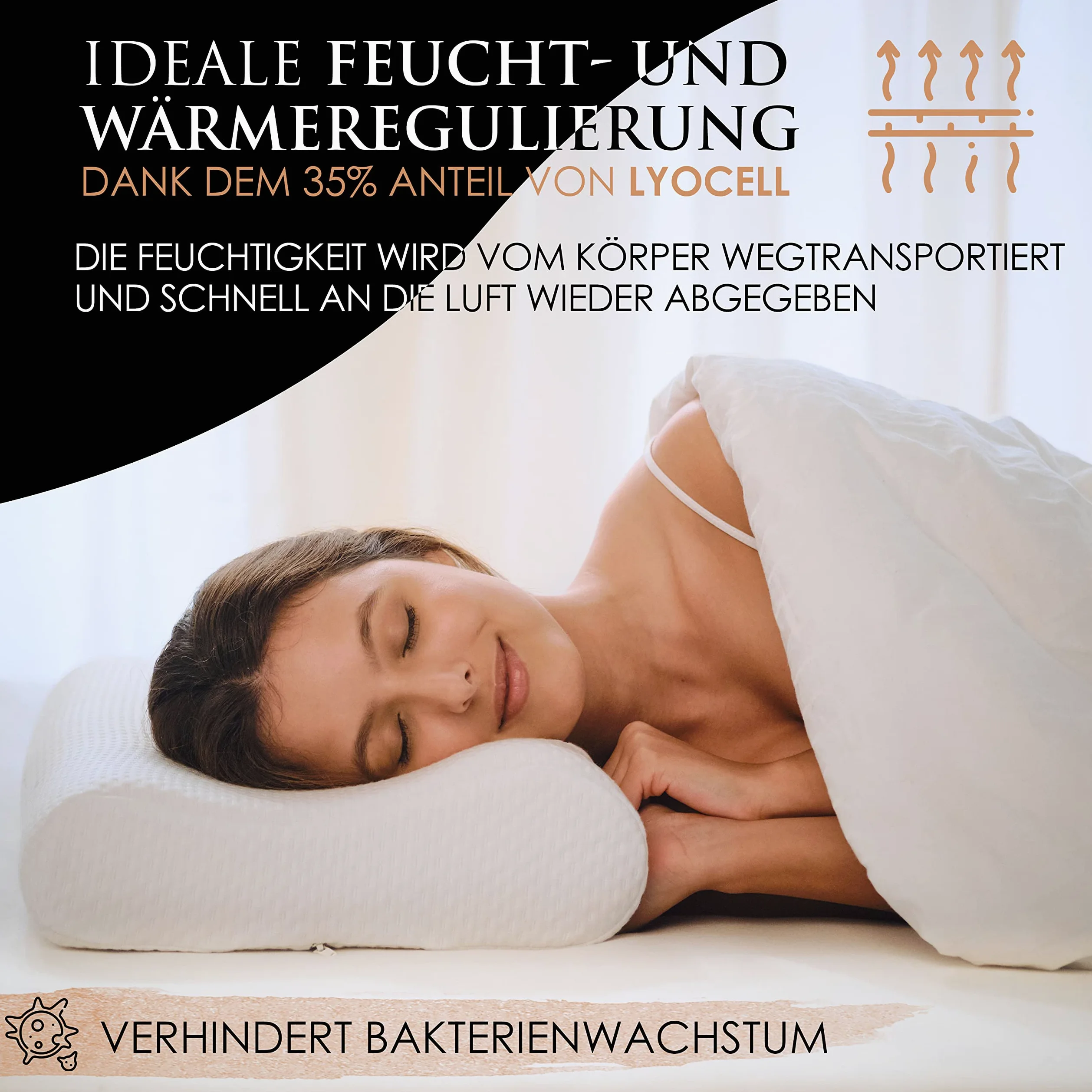 Almohada suave y de apoyo – Almohada ergonómica de espuma viscoelástica para un sueño más reparador y agradable – 9 cm/12 cm de altura