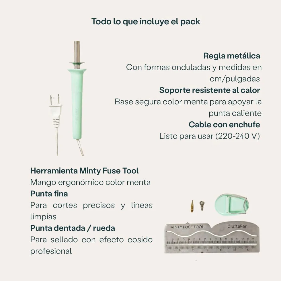 Craftelier - Minty Fuse Tool | Herramienta para Sellar Fotografías, Documentos o Cartas en Fundas de Plástico Fácilmente | Ideal para Scrapbooking | Incluye Enchufe Europeo