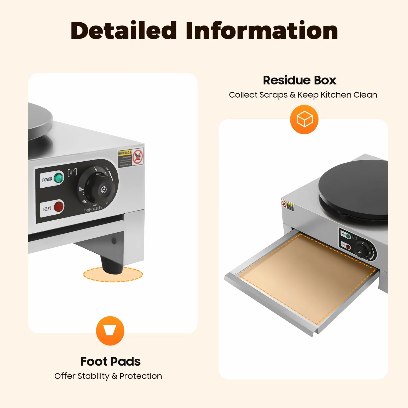 Crepemaker - Máquina eléctrica para crepes (3000 W, 40 cm, antiadherente, acero inoxidable, control de temperatura, para panqueques, tortitas de huevo, crepes