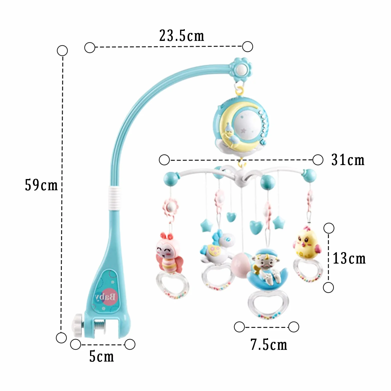 Móvil de Cuna Musical para Bebé, 360 ° Movil Cuna Bebe Carrusel com Cuna Luz y Musica con Control Remoto y Proyección, Movil Cuna para Bebé 0 a 24 meses