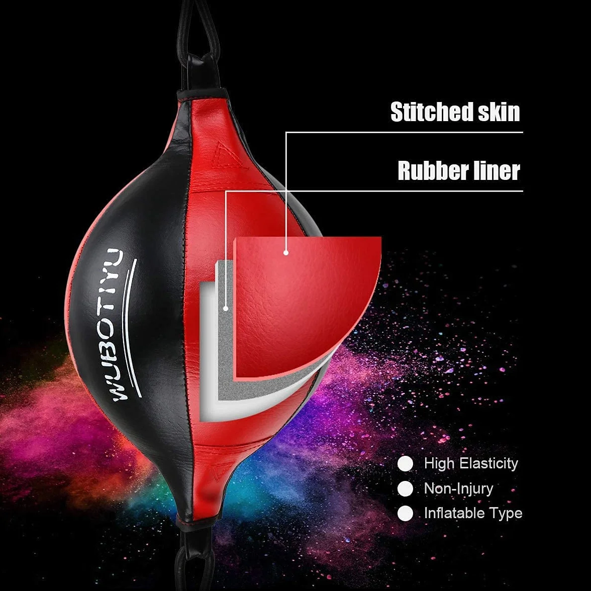 HUINING Workout Punching Bag Double End Leather Universal for MMA Muay Thai Training