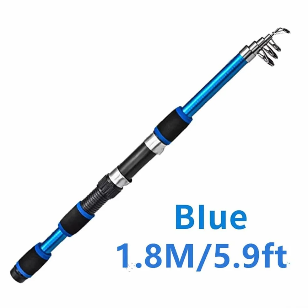 YJDOORPLAY Carrete de caña de pescar telescópica fibra de carbono 1,8 m plegable agua dulce salada
