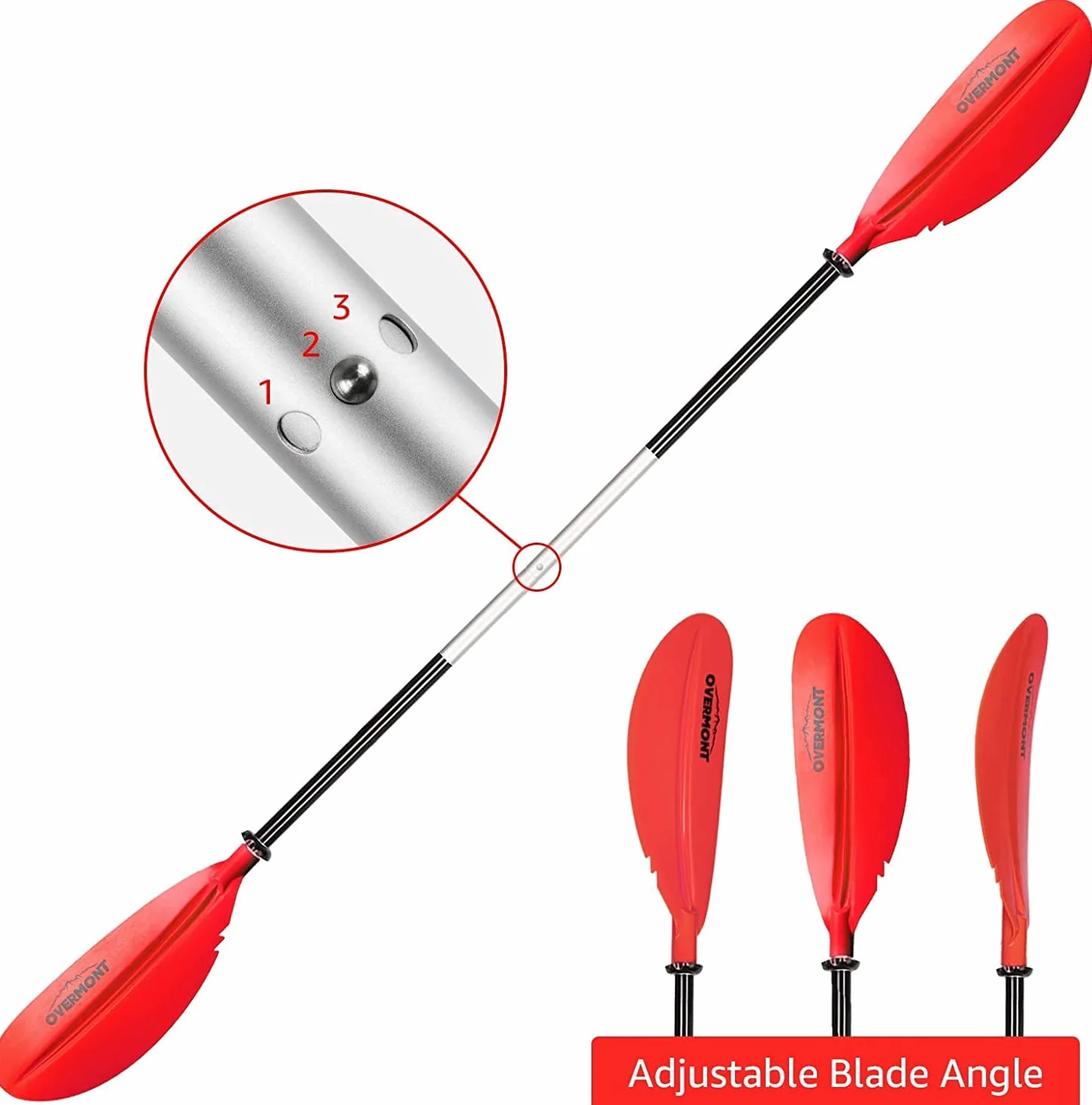 Overmont Remos Aluminio Doble Convertibles 1 3 Angulos Ajustables 222cm Sup Kayak Piragua