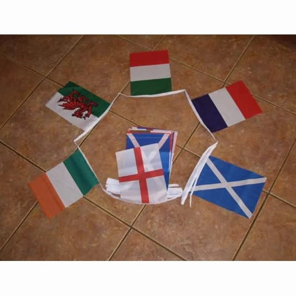 AZ FLAG Guirnalda 6 Metros 18 Banderas Torneo Seis Naciones Rugby 21x15 cm