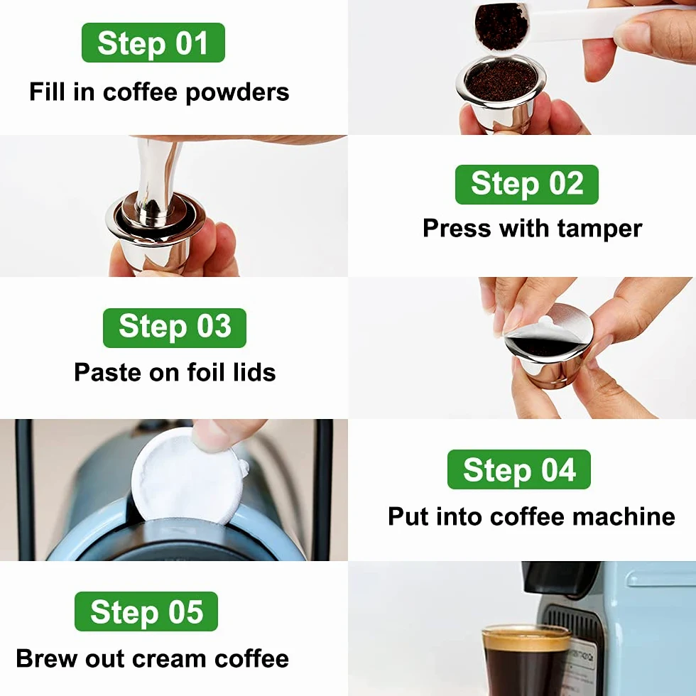 Tapas de aluminio para cápsulas de café reutilizables y rellenables, filtro de acero inoxidable, compatible con máquinas de línea original Nespresso (100 tapas (37 mm)