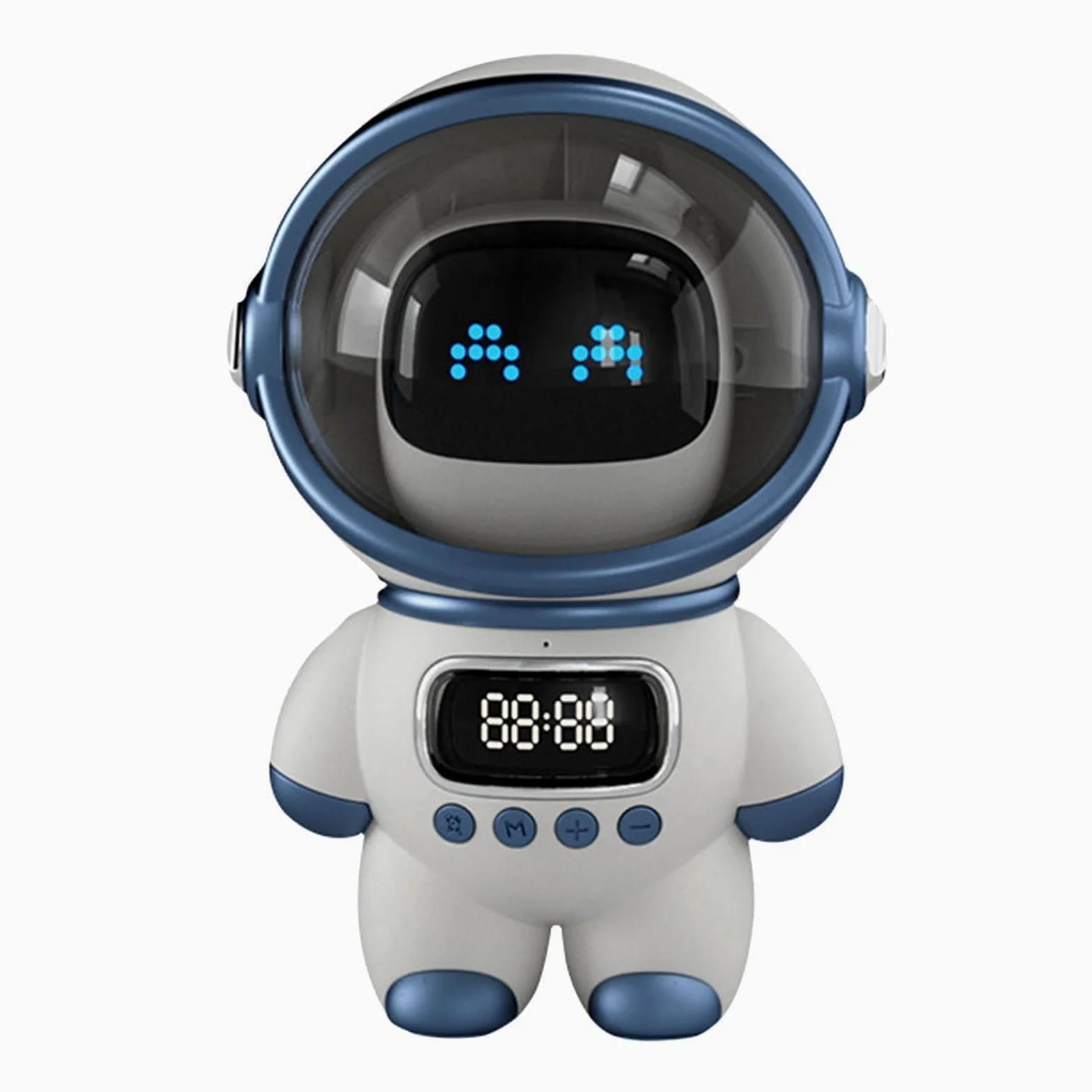 Astronauta Reloj Despertador con Luz Nocturna y Altavoz de Voz Inteligente AI, Minimalista para Hombre Espacial (White)