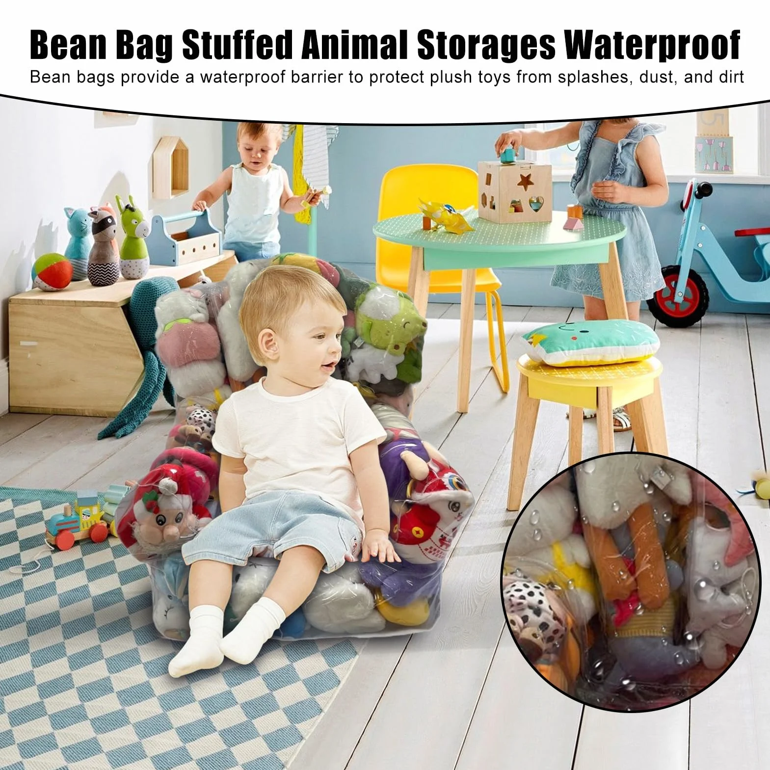 Almacenamiento En Silla Para Animales De Peluche - Transparente Para Juguetes de Peluche,Sillón Puf Para Almacenar Peluches - para Guardería Dormitorio Sala de Juegos Sala de Estar Niños