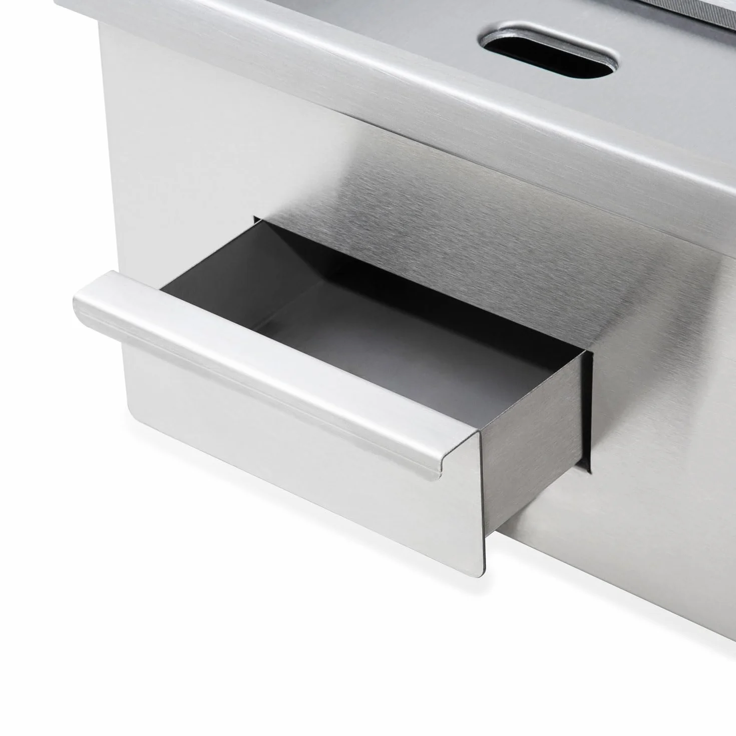 VERTES Plancha profesional de 3000 W en acero inoxidable, superficie de grill lisa de 55 x 35 cm, termostato, temperatura de 50-300 °C, protección contra salpicaduras y calor, bandeja recogegrasa