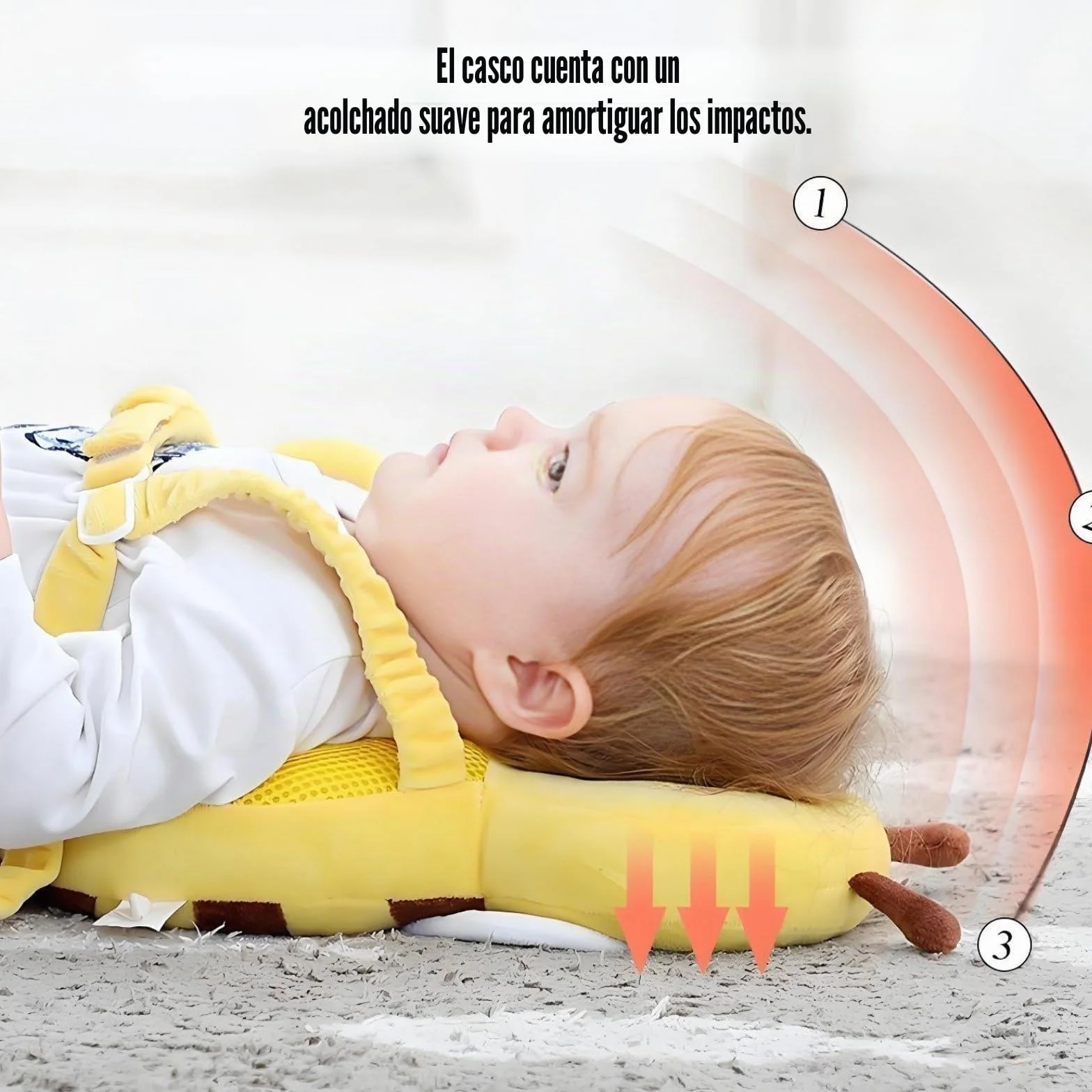 PandaEar Mochila de protección de cabeza para bebé, protector ajustable para niños pequeños al caminar, cojín de seguridad (Amarillo)