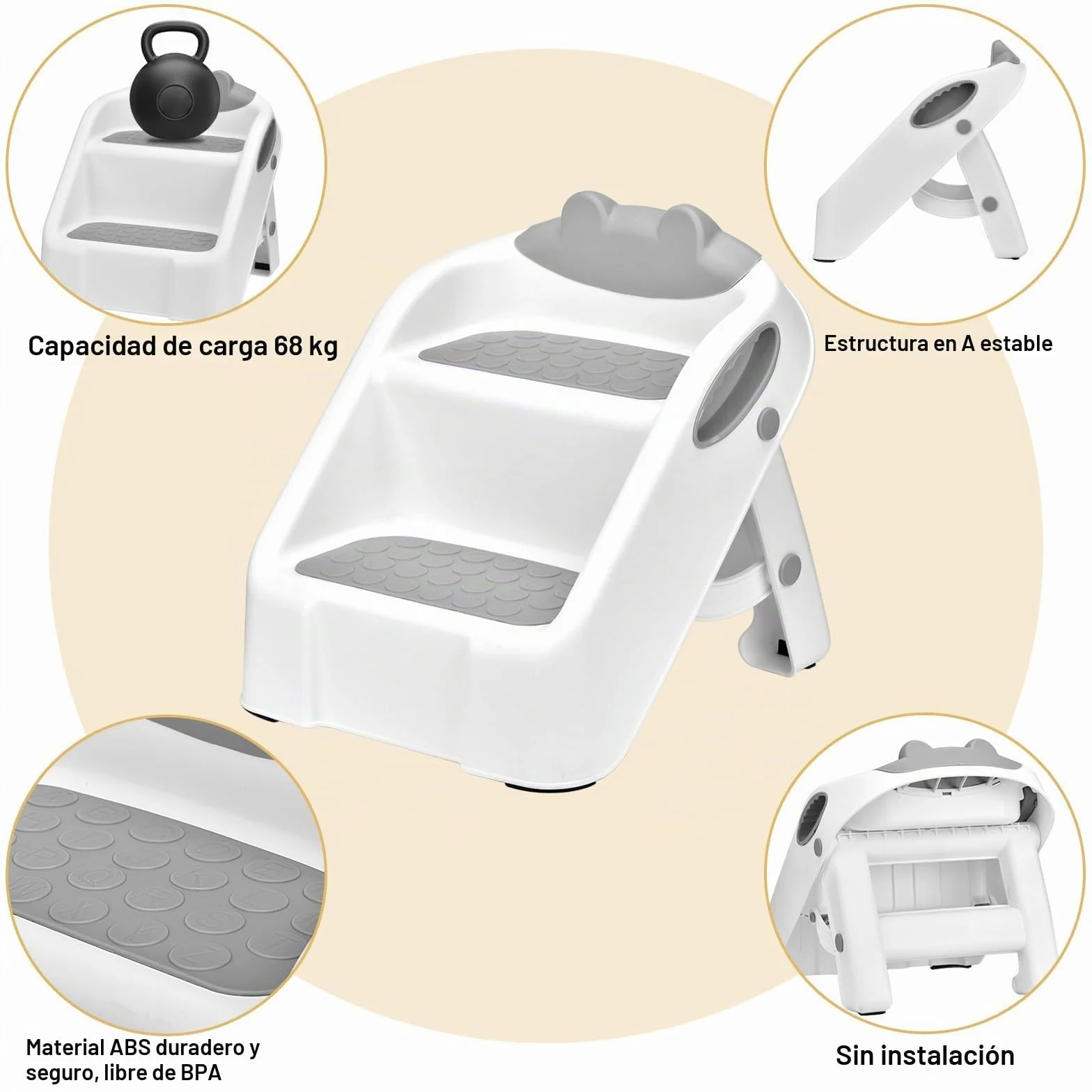 Taburete plegable para niños 2 niveles baño cocina