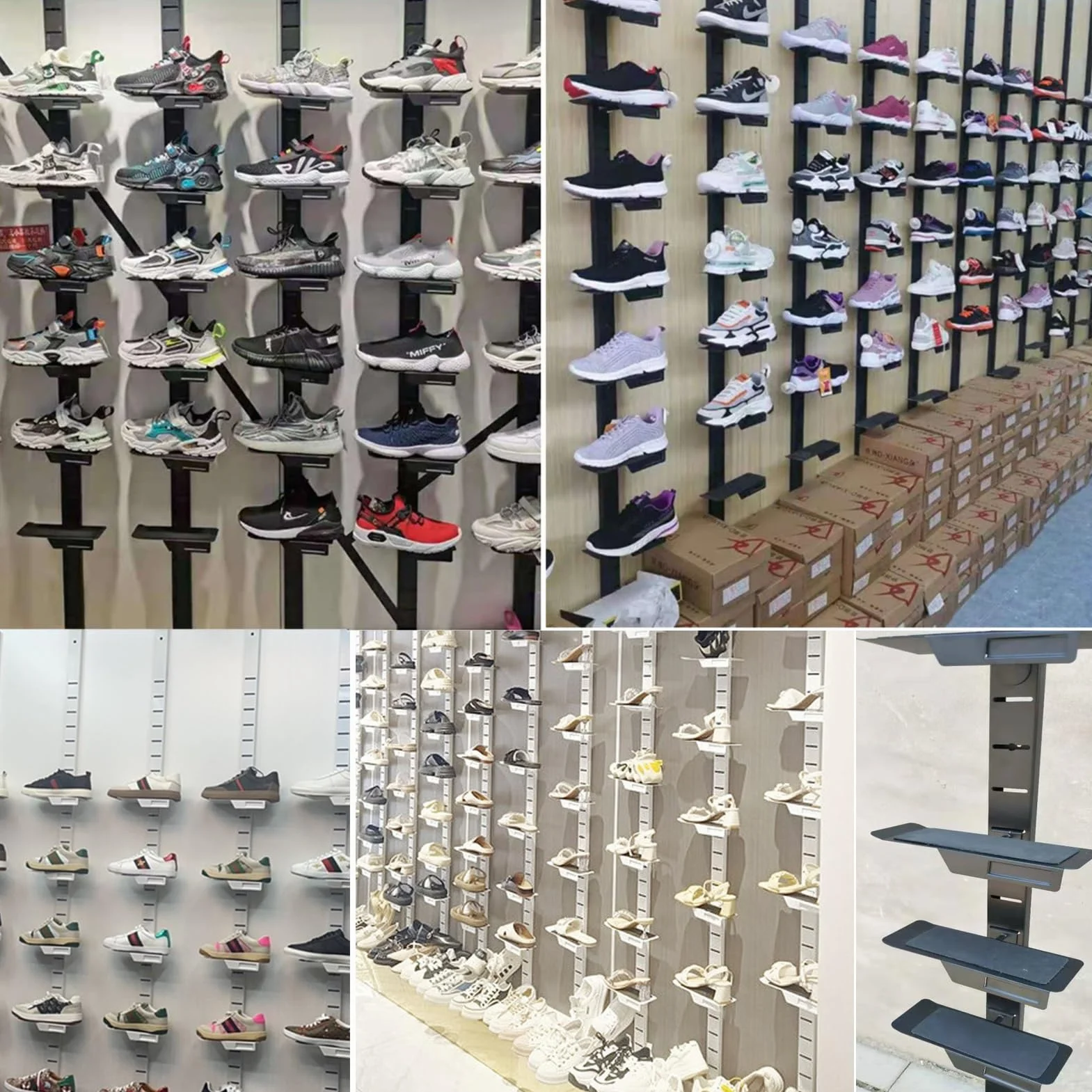 Estantes flotantes de pared vertical para zapatos, estante de exhibición comercial independiente para exhibir colecciones