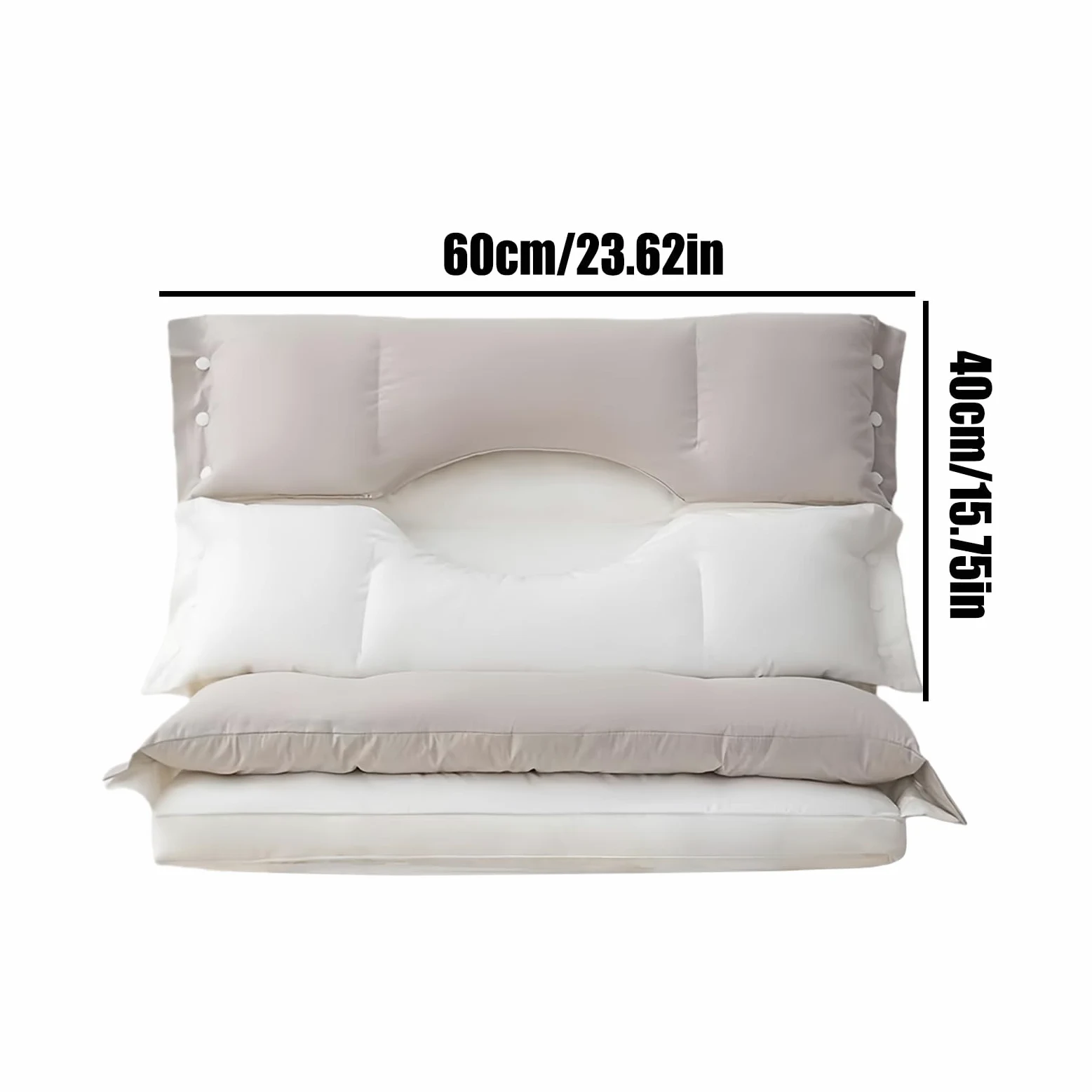 Almohada De Cama - Soporte Para El Cuello Extraíble Lavable, Almohada De Doble Capa En , Almohadas Para Dormir En La Cama Para El Hogar | para mujeres, hombres, adolescentes, personas mayores,