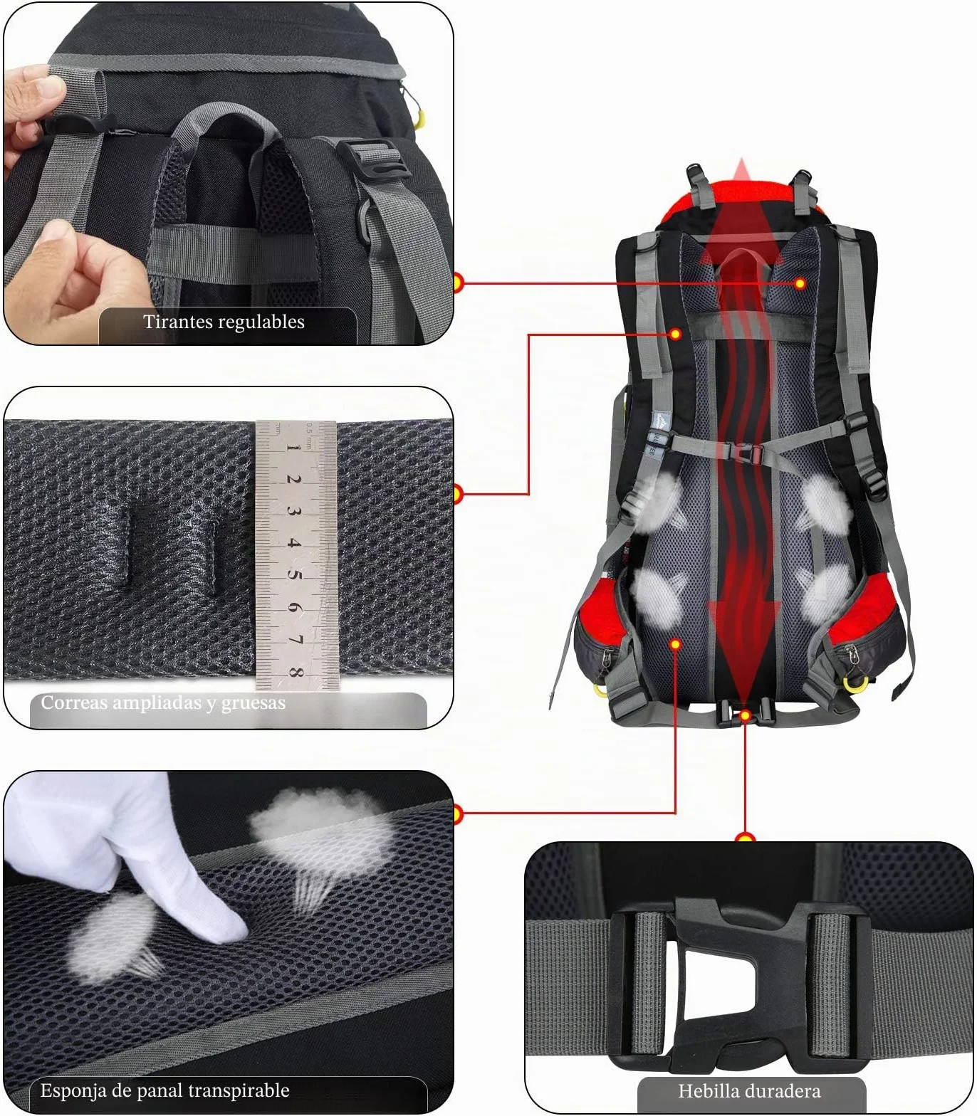 Mochila Senderismo Trekking Camping 70L para Hombre Mujer