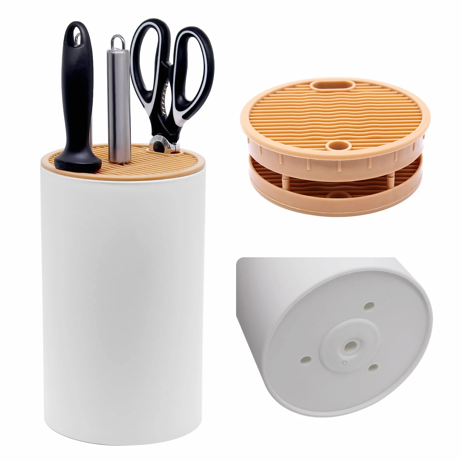 Soporte Cuchillos Cocina sin Cuchillos, Universal Porta Cuchillos Cocina, Organizador Cuchillos con Ranura y Orificio de Drenaje, Cuchillero para Cocina