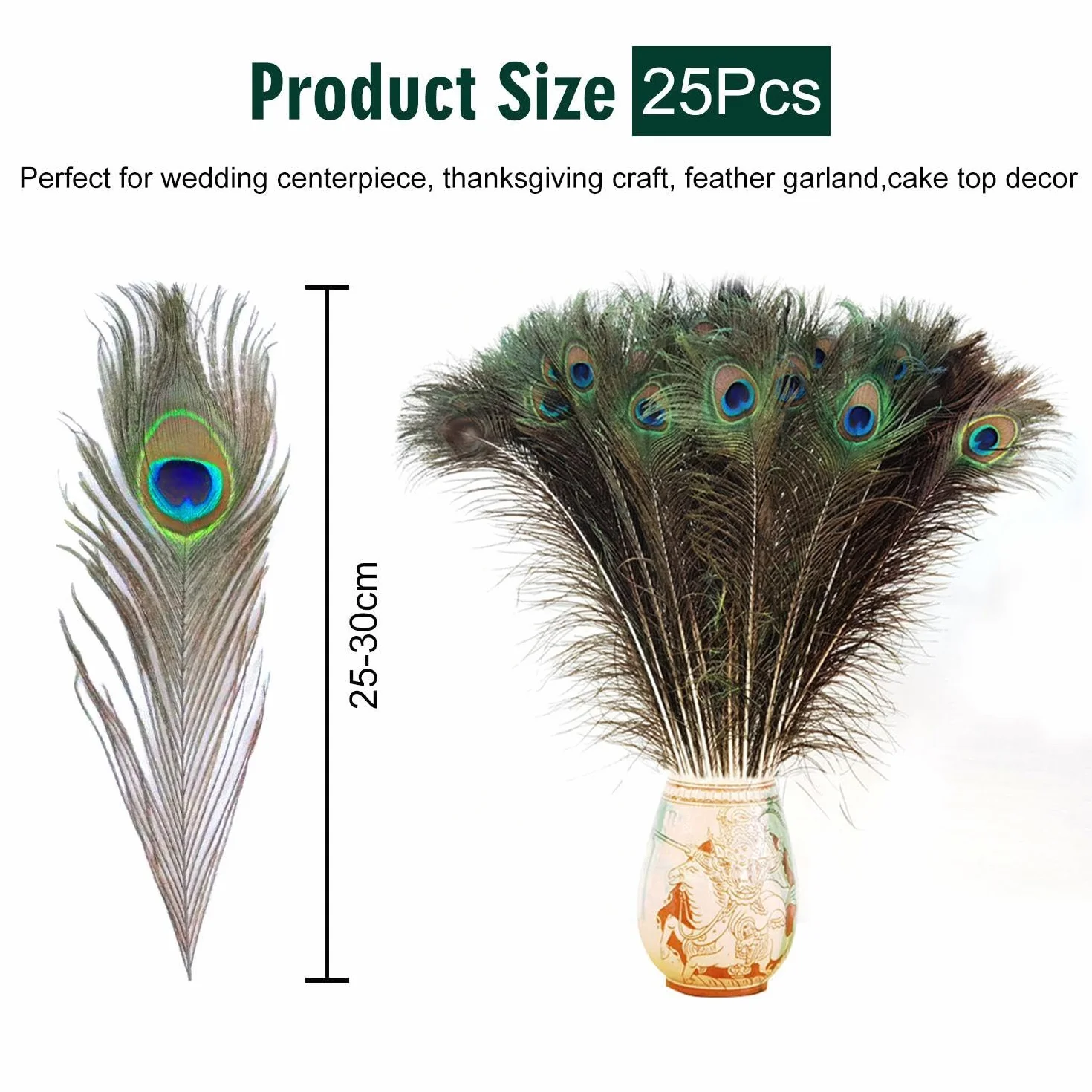 YSJCHEBS 25 Uds Plumas De Pavo Real Decoración del Hogar Materiales Artesanales DIY Decoraciones De Plumas Decoraciones Creativas