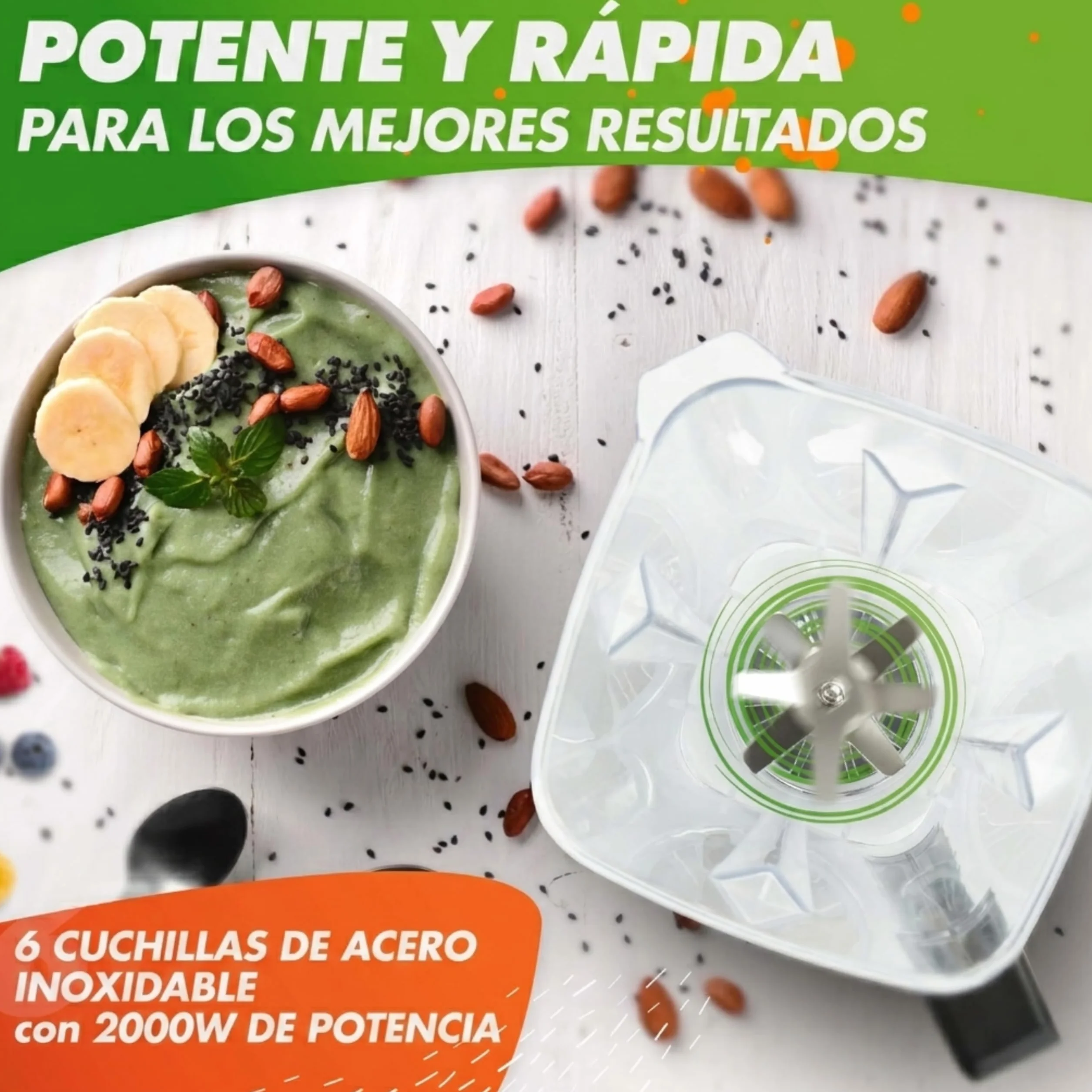 Nutri-Blender MAX Licuadora de Alto Rendimiento 2000W Batidora de Vaso Batidora de Smoothie Profesional Mezcladora de Batidos - 2L Tritan, LIBRE DE BPA, 9 Velocidades, Temporizador Digital