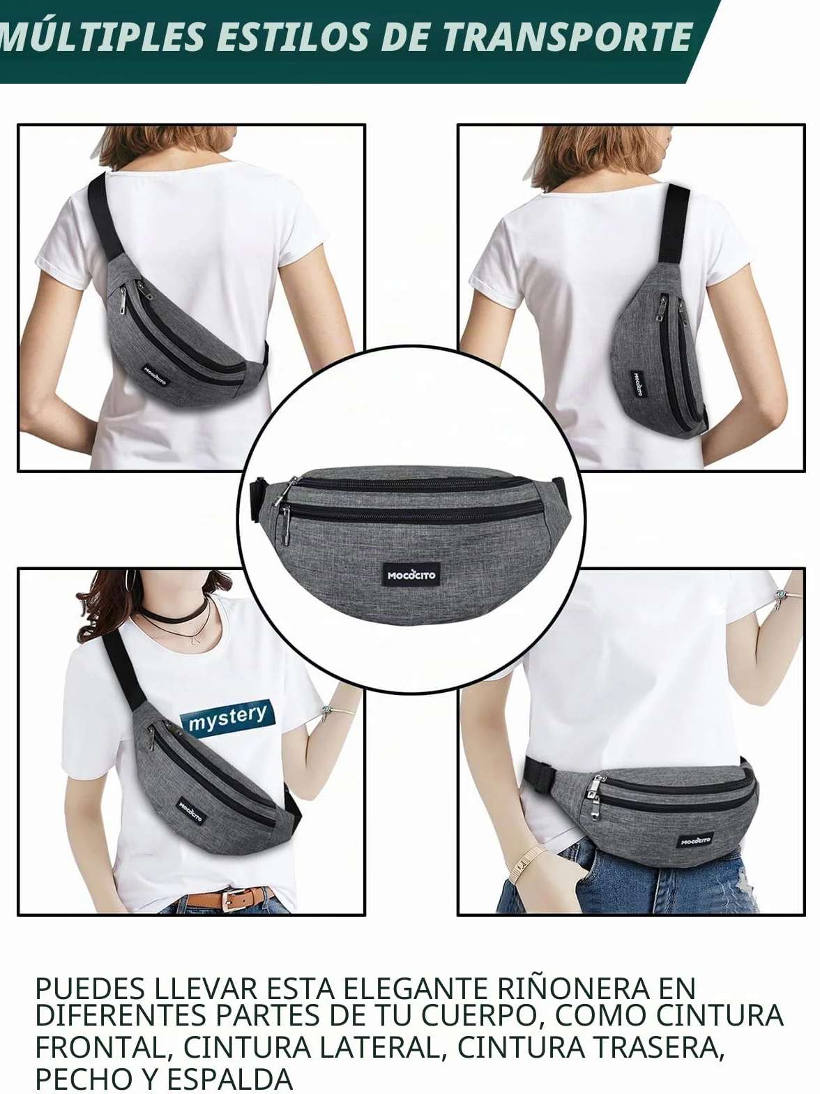 Riñonera Impermeable Hombre Mujer Bolso de Cintura Deportiva con Cinturón Ajustable para Viaje Correr Senderismo