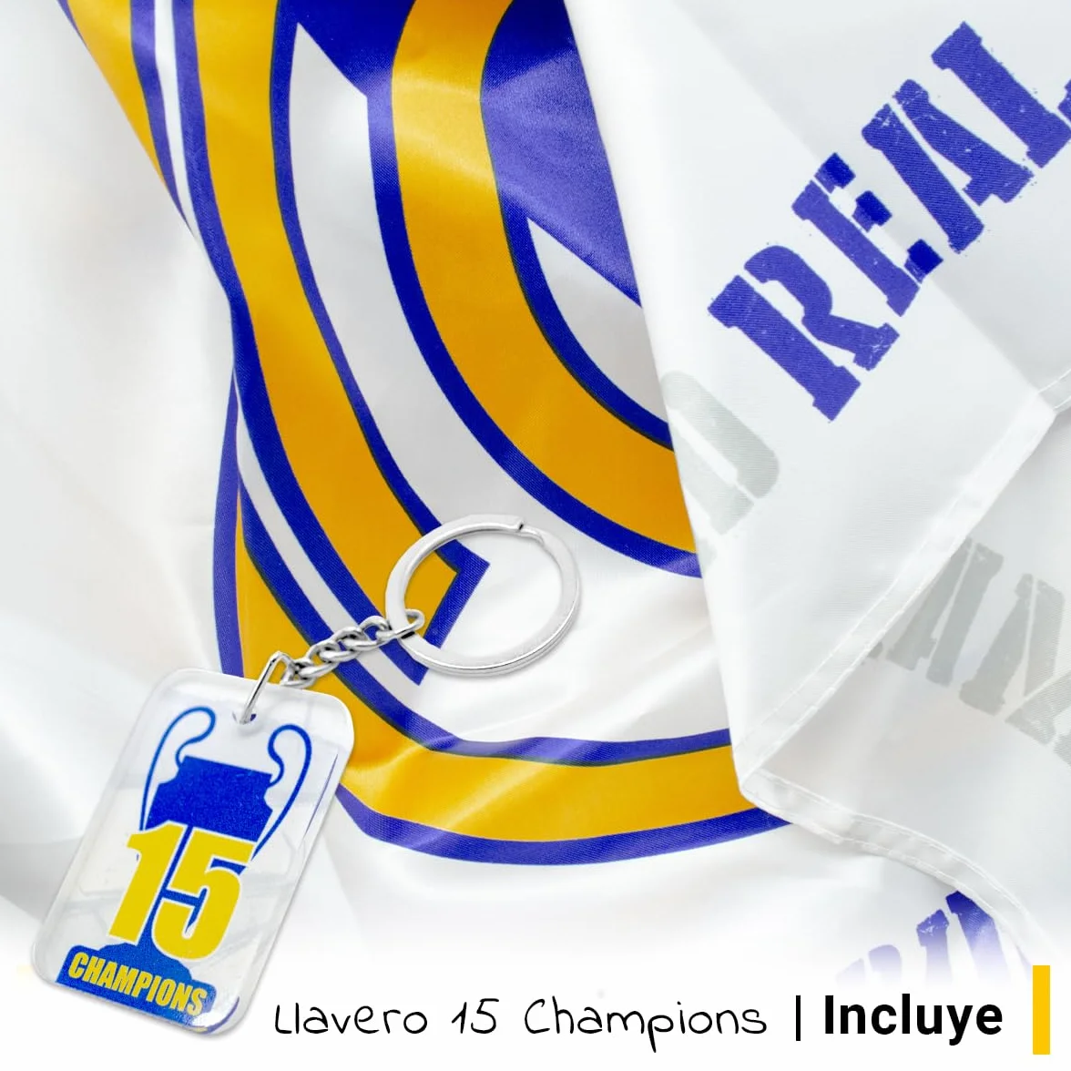 Bandera oficial Real Madrid Club de Fútbol 150x100 cm + Llavero 15 Champions