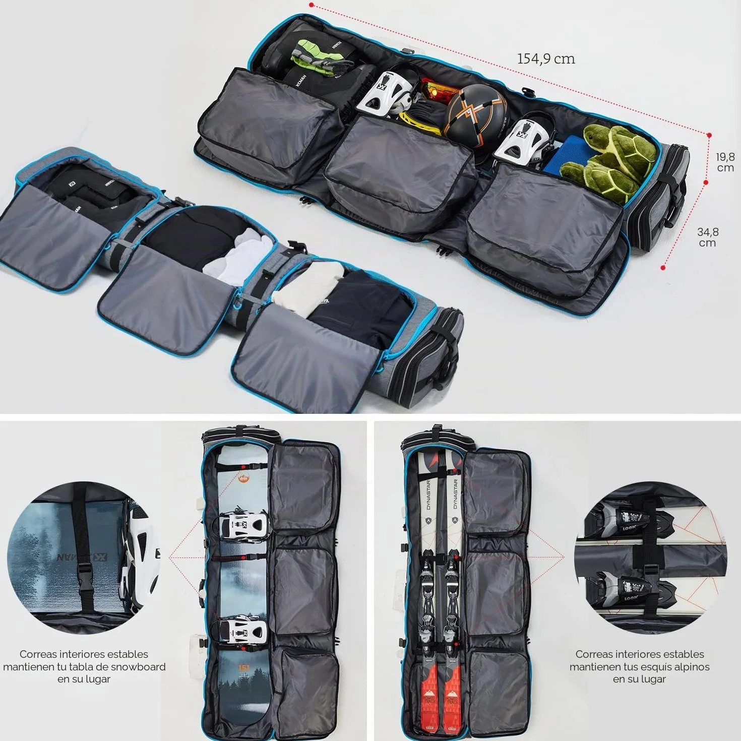 XCMAN Bolsa de snowboard 160/190 cm resistente para viajes