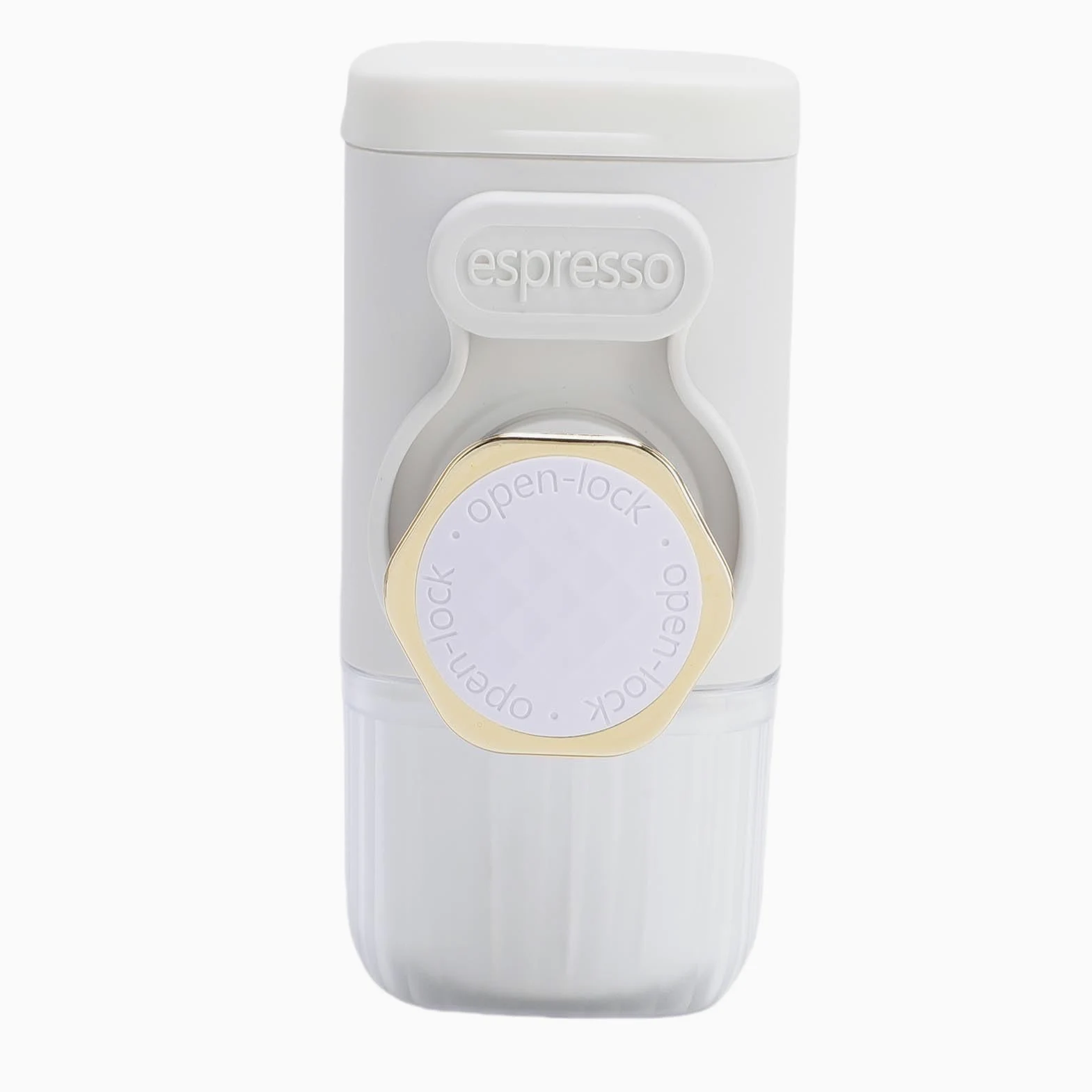 Cafetera portátil de mano, compacta y ligera, funciona manualmente para viajes, camping y senderismo (blanco)