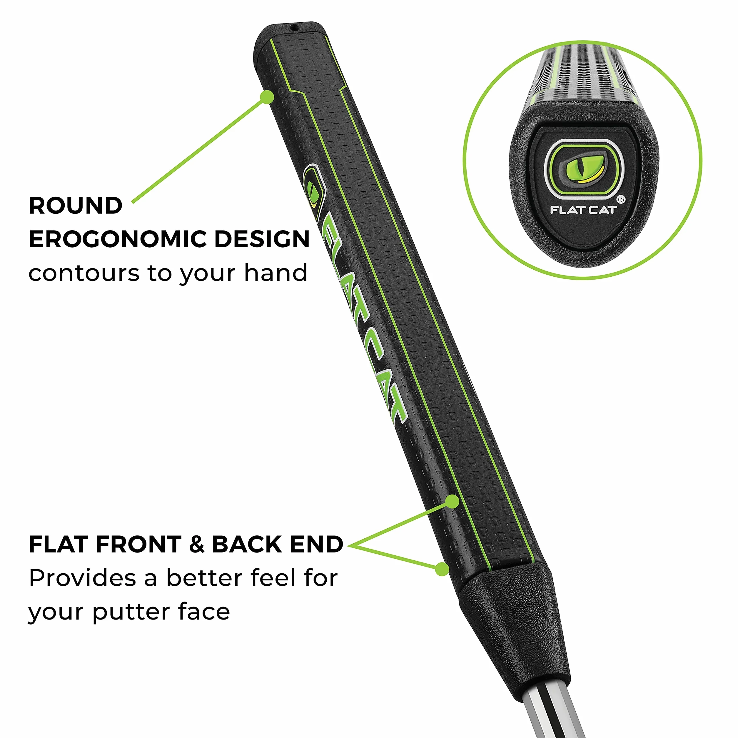 Flat Cat FCPSTSTD Tak Putter de Golf, Lima/Negro