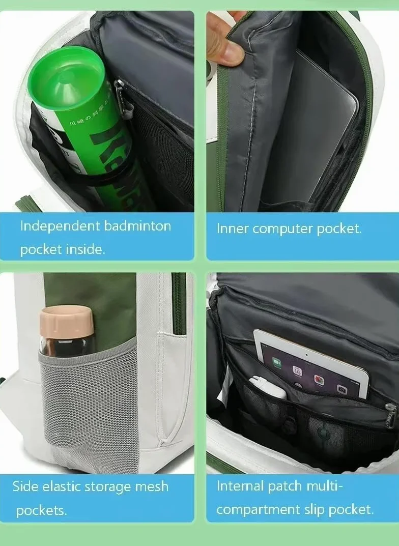 YONEX Mochila deportiva bolsa de raqueta con múltiples compartimentos para bádminton y tenis compartimento para zapatos