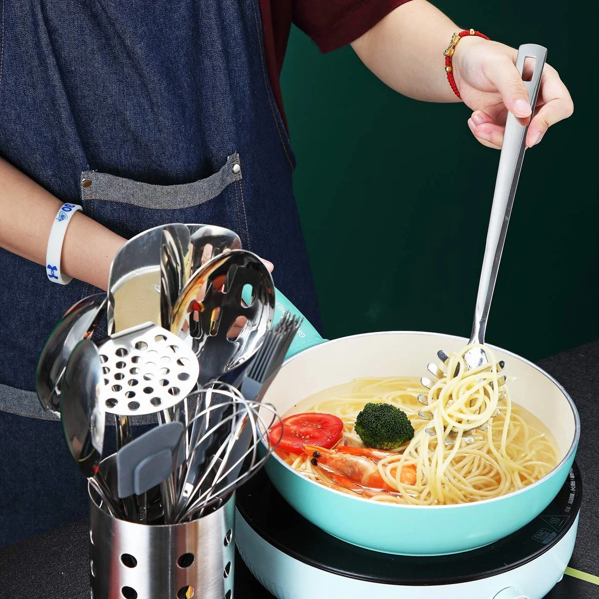 Berglander Cuchara para espagueti, Servidor para pasta, Cuchara para pasta de acero inoxidable, Tenedor para pasta, Tenedor Noddle, Resistente al calor, Apto para lavavajillas