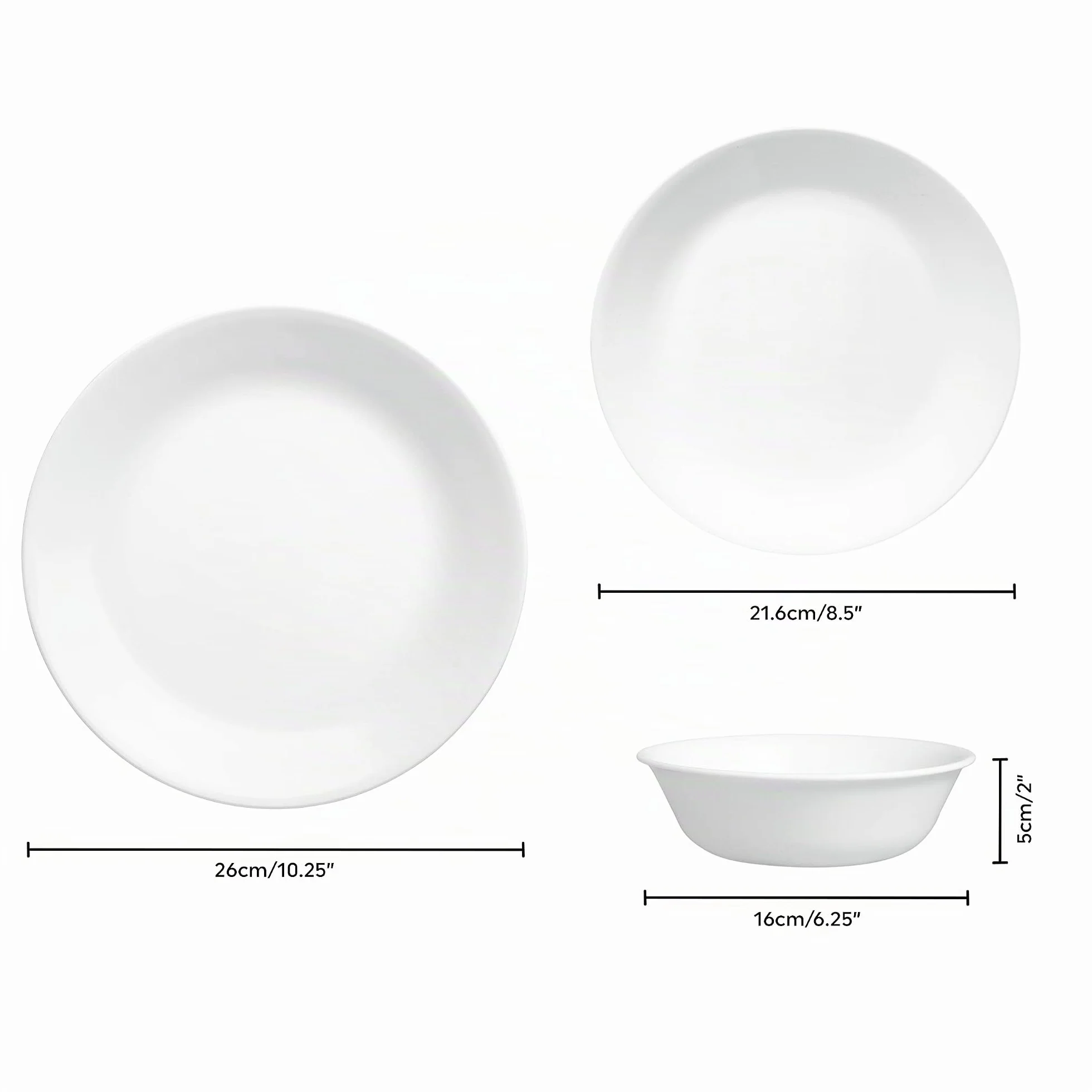 Corelle Winter Frost juego de vajilla 12 piezas para 4 personas, resistente Vitrelle vidrio ultrarresistente, microondas, horno, congelador y lavavajillas, diseño festivo blanco
