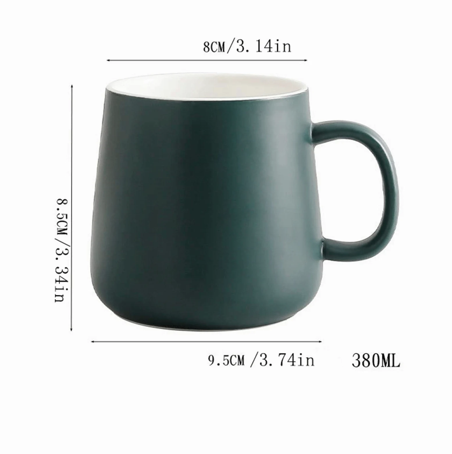 Estilo moderno 380 ml Taza de café de cerámica simple taza de leche para el hogar desayuno oficina taza (verde)