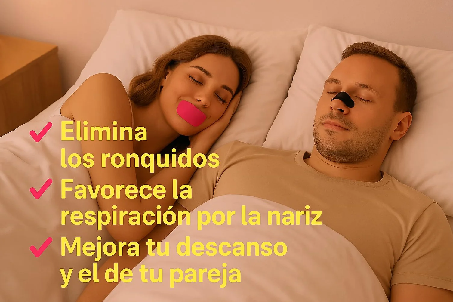 Cinta Bucal para Dormir 30 Unidades – Mouth Tape Antironquidos para Respirar por la Nariz