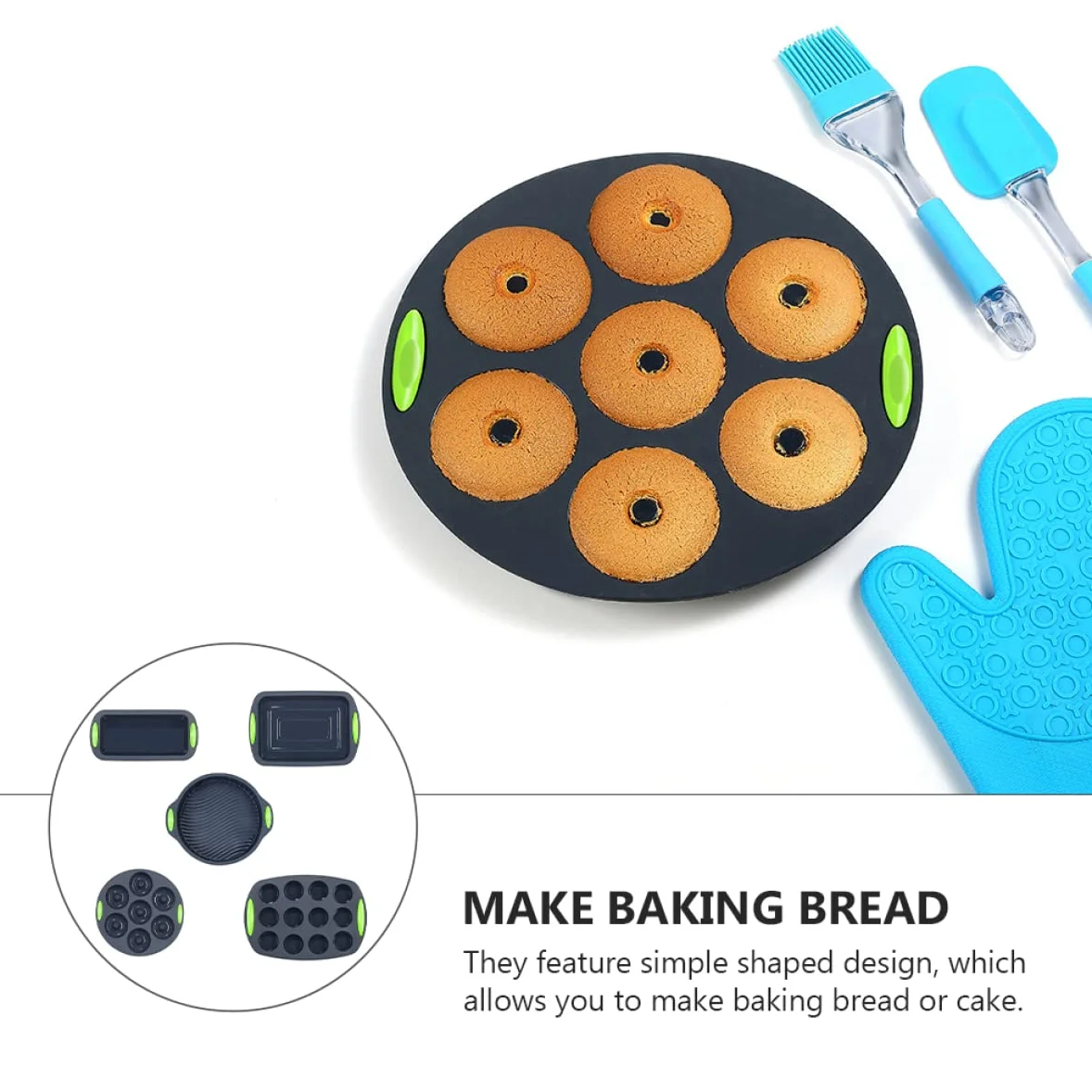 5piezas Molde De Silicona Para Hornear Utensilios De Cocina Reutilizables Para Pasteles y Pan Resistencia Temperaturas