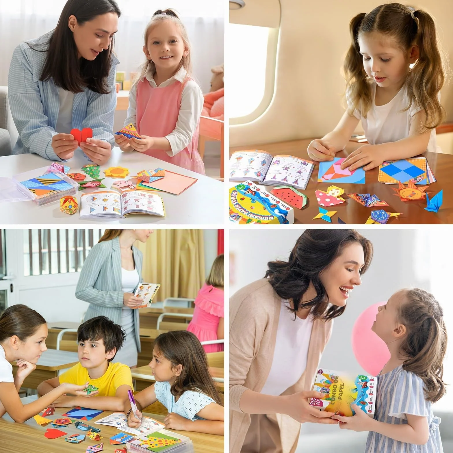 260 hojas de papel de origami, juego de origami para niños de 6 a 12 años con 99 patrones y libro de guía, kits de manualidades de papel plegable, suministros para niños y niñas, juguetes, avión de