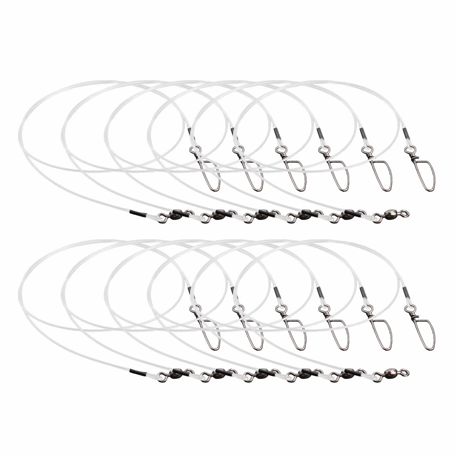 Juego de 12 aparejos de pesca fluorocarbono 20-80 libras con broches giratorios resistentes a la abrasión
