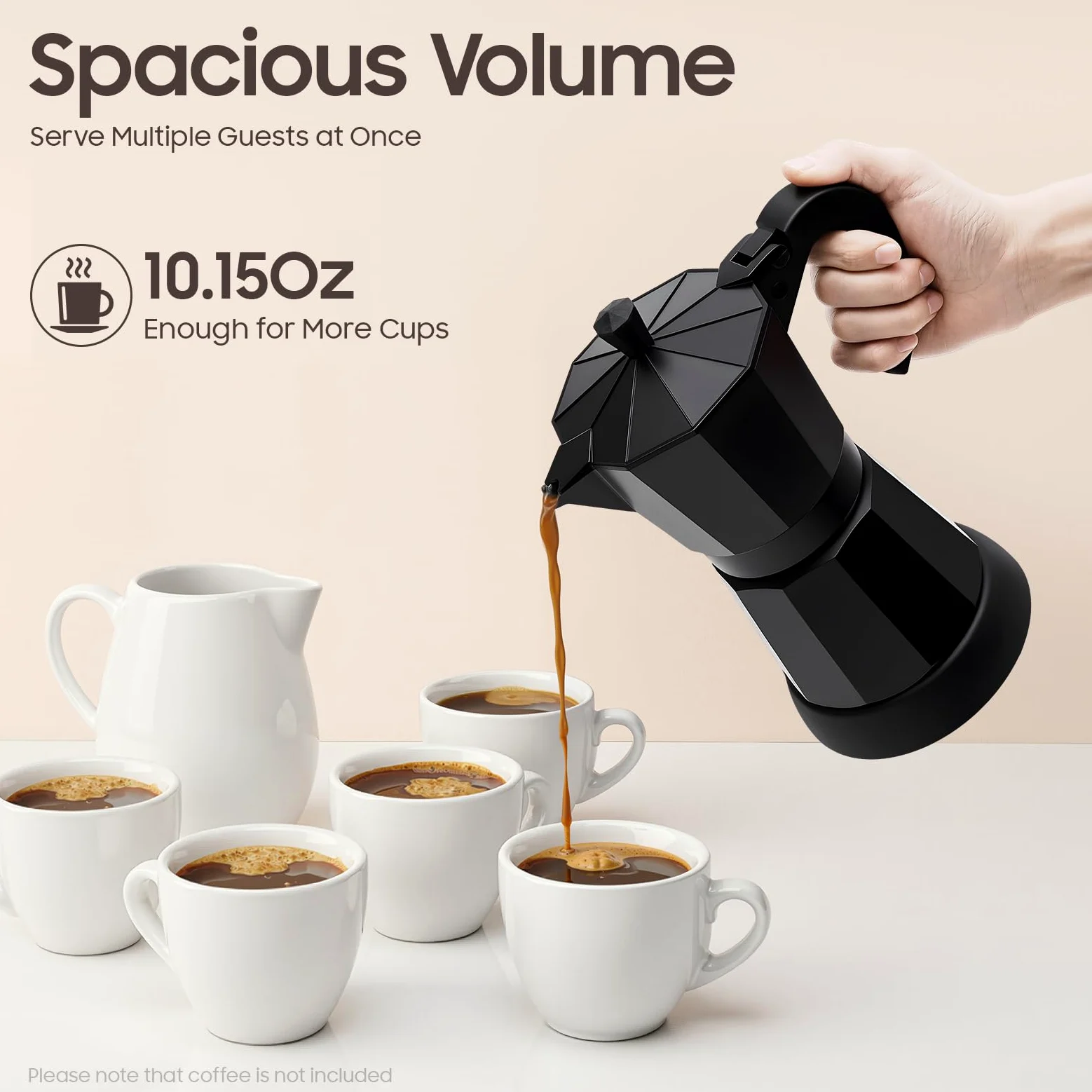 Cafetera moka, máquina de café expreso eléctrica portátil en negro, 480 W, con válvula de seguridad y estructura resistente al calor, pequeña cafetera de mesa para café expreso italiano en