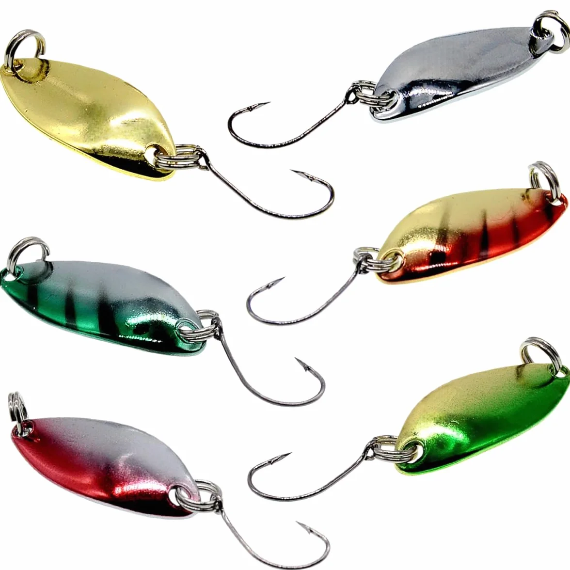 Señuelo Artificial Spinning Cucharilla de Pesca 3g 3cm Spoon Metalico con Single Hook para Trucha Perca Lucio