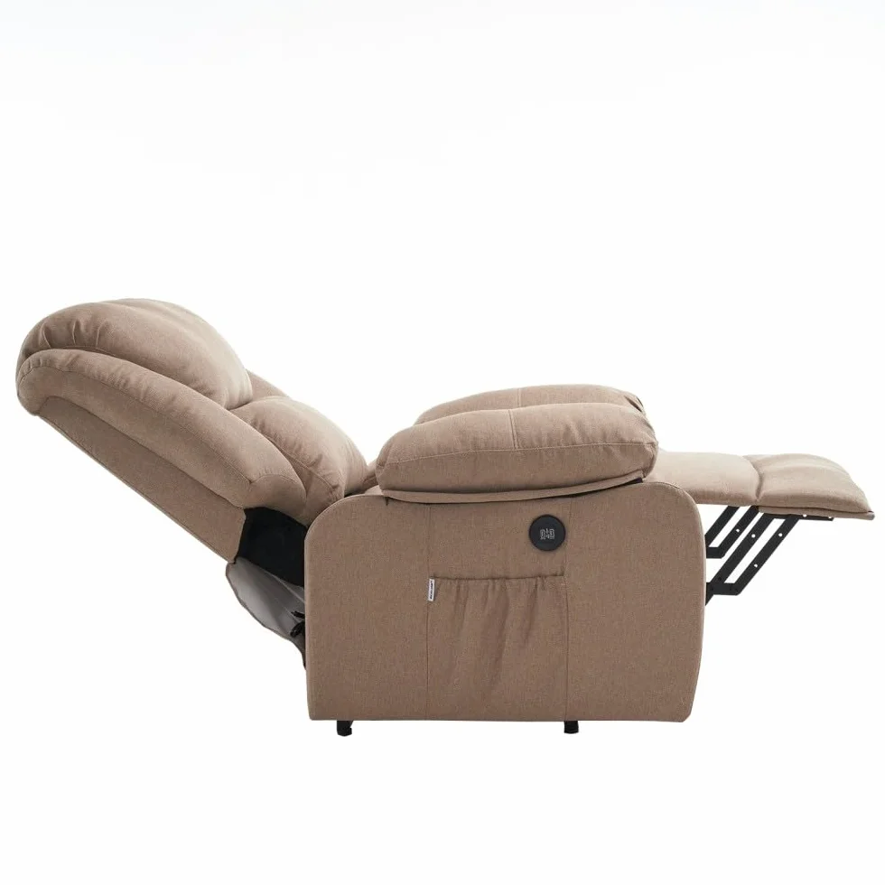 DUPI Sillón Relax Eléctrico Masaje Chicago, Sillón Masaje,con Calor Lumbar, reclinable,Microfibra (New Capuchino)