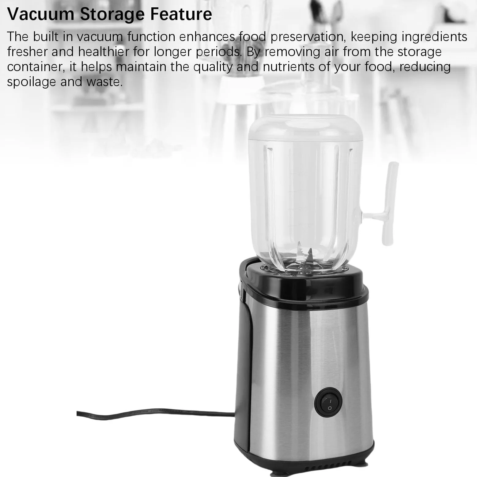 Batidora de Encimera, Batidora de Alimentos 4 en 1 con ABS y Acero Inoxidable, Motor de Cobre de 1800 W, Exprimidor, Picadora de Carne, Selladora Al Vacío para Cocina y Bebidas Diarias