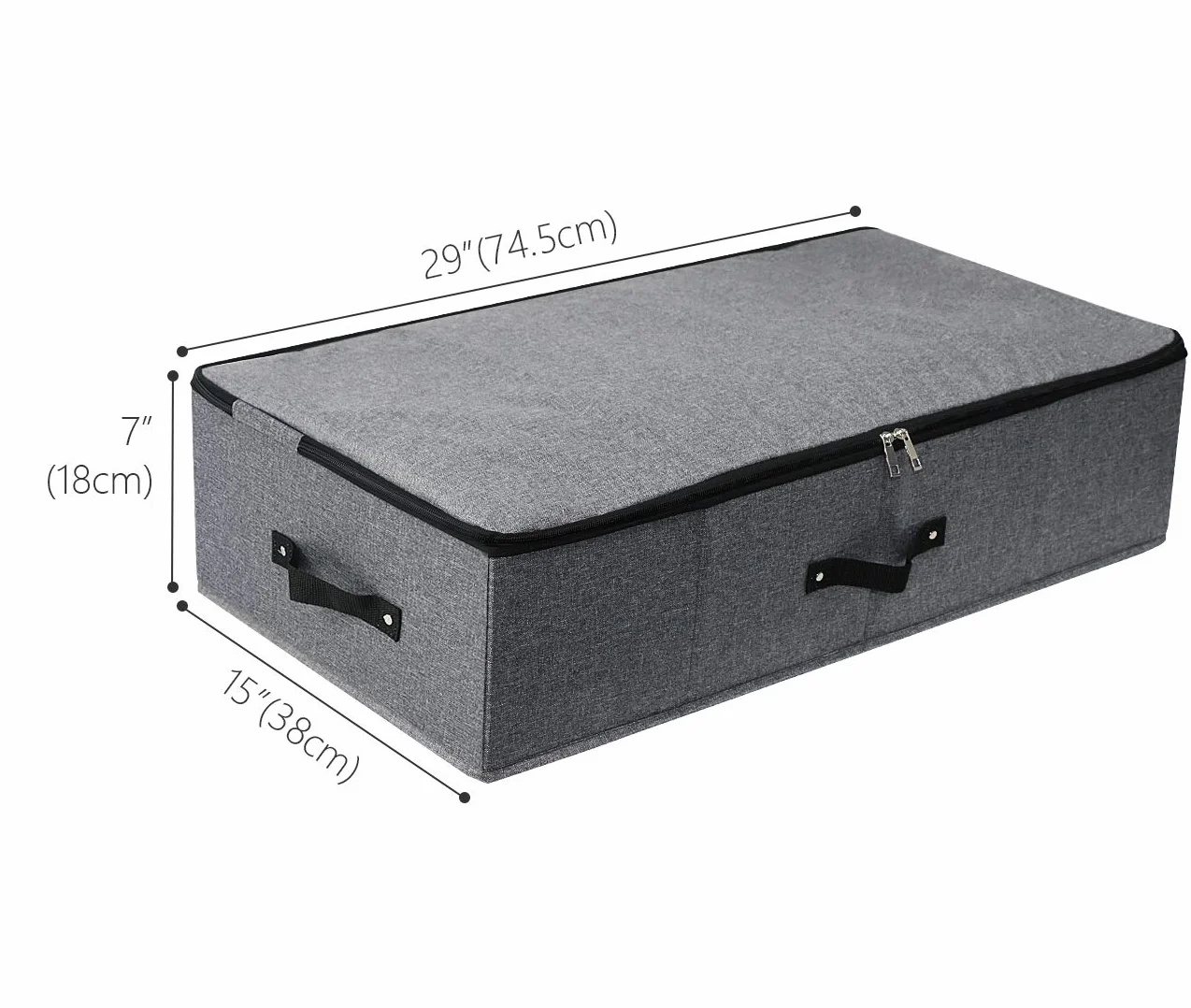 Juego de 2 cajas de almacenamiento plegables debajo de la cama con forro de soporte de plástico, 6 asas, tapa con cierre de cremallera, para cobijas, ropa, edredones, cestas de almacenamiento para la