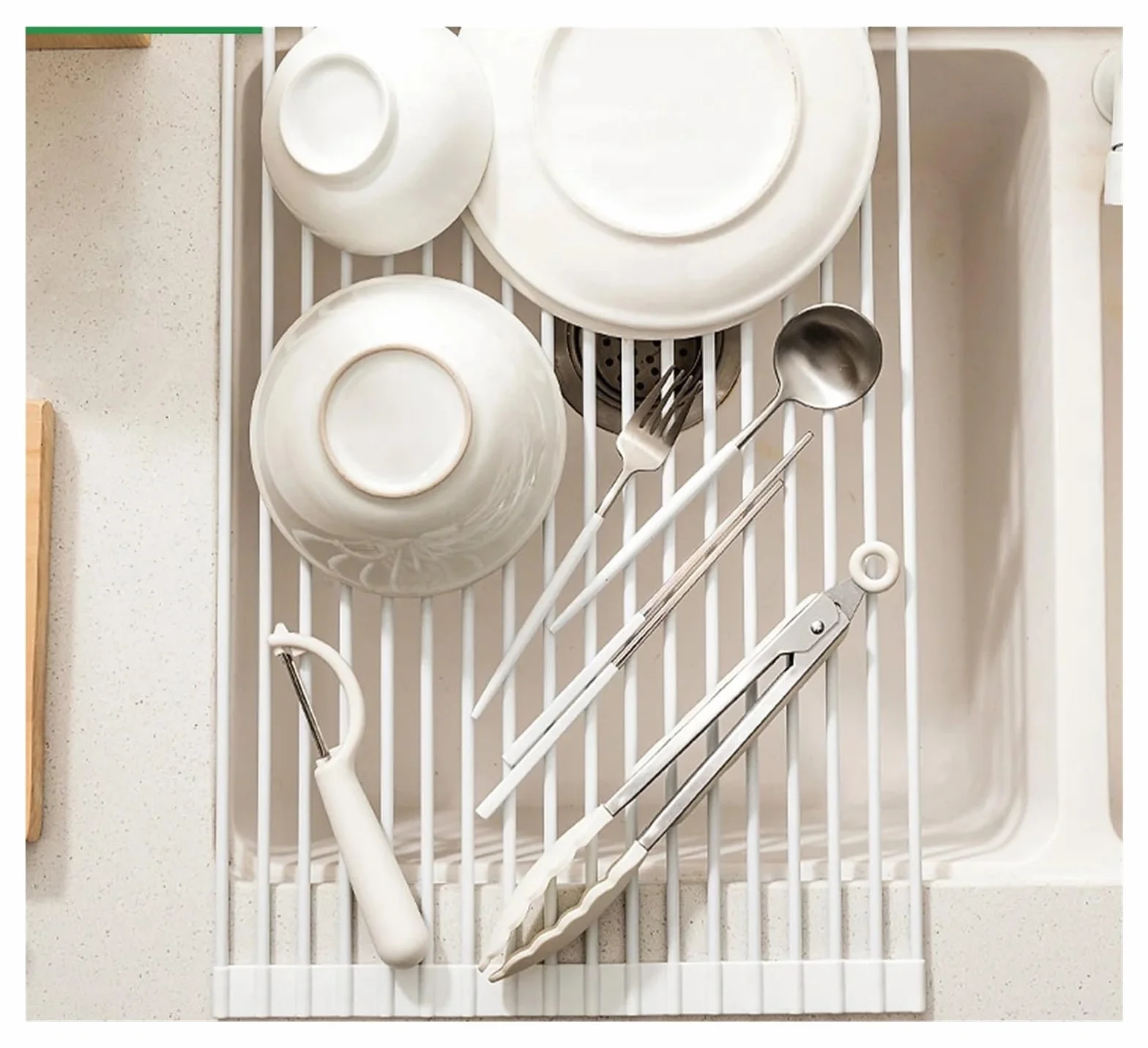 Escurridor De Platos Plegable De Silicona Escurridor de platos plegable for cocina, rejilla de secado enrollable de silicona, escurridor de fregadero que ahorra espacio, escurridor multiusos, herramie