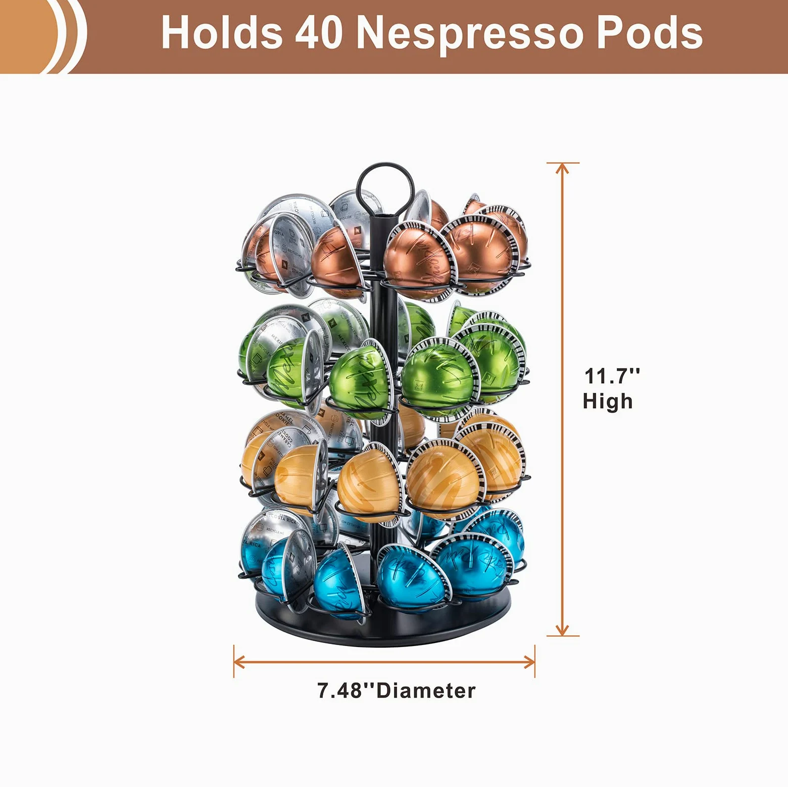 Soporte para cápsulas de café Nespresso con 4 niveles DIY para almacenamiento de cápsulas Vertuoline (capacidad de 40 cápsulas)