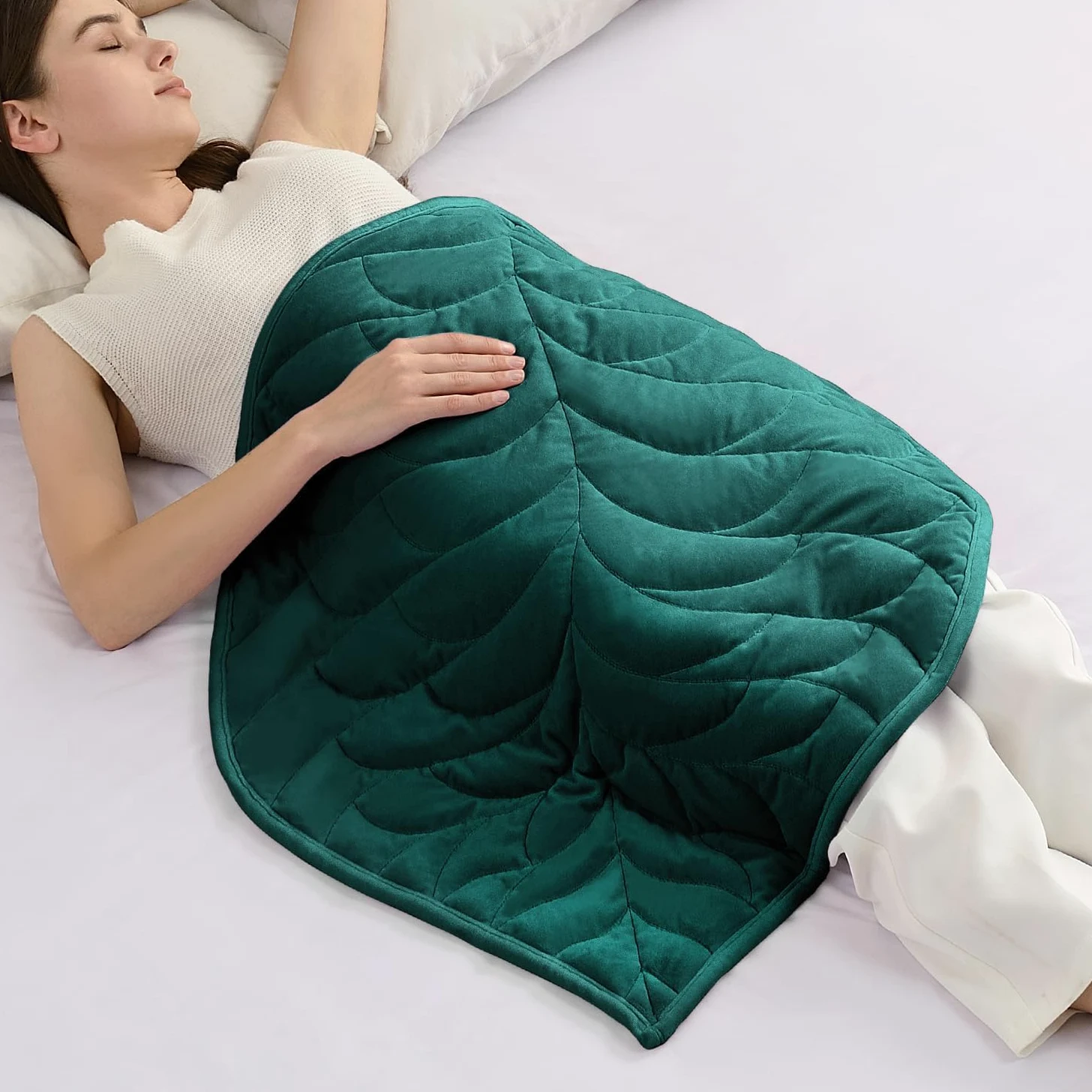 Sivio Pequeña Manta Ponderada 2.3 kg 58x74 cm, Terciopelo de Cristal de Lujo, Relajación para Sofá/Oficina, Lavable | Verde Oscuro