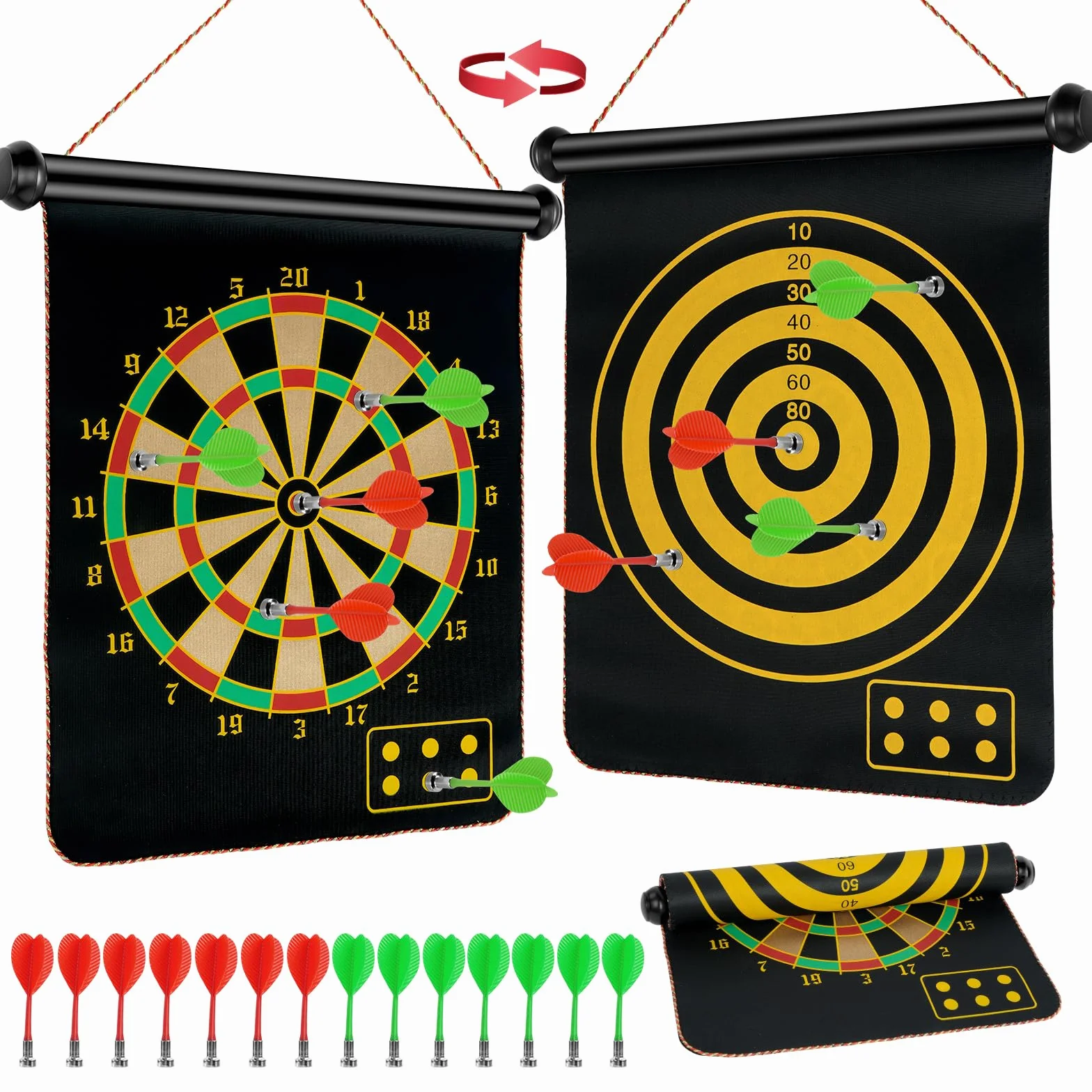 Flintronic Juego de Tablero de Dardos Magnético para Niños 12" 15" 17" con 14 Dardos