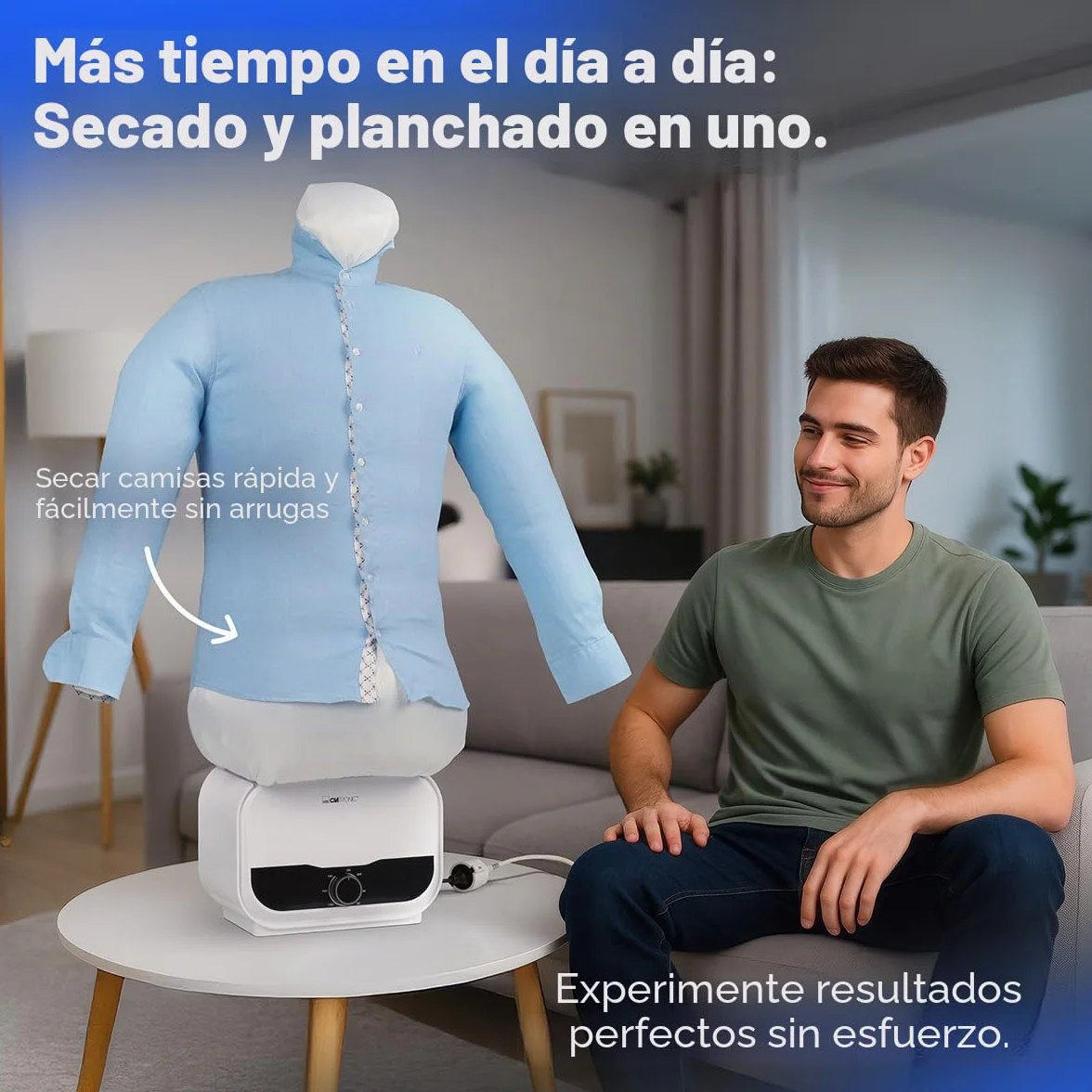 Clatronic® plancha camisas | para camisas, blusas y pantalones sin arrugas | sustituye a la plancha o al centro de planchado a vapor | maniquí de planchado con 1200 vatios de gran potencia | HBB 3734